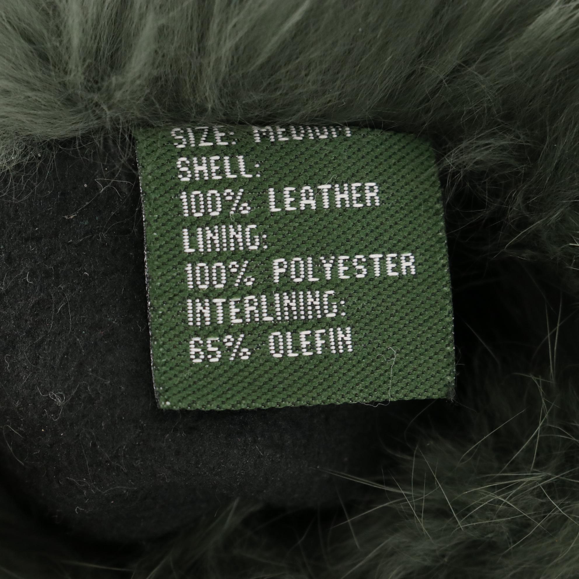 Ralph Lauren American Flag Beanie with Thinsulate 40 Gram Green Leather Gloves