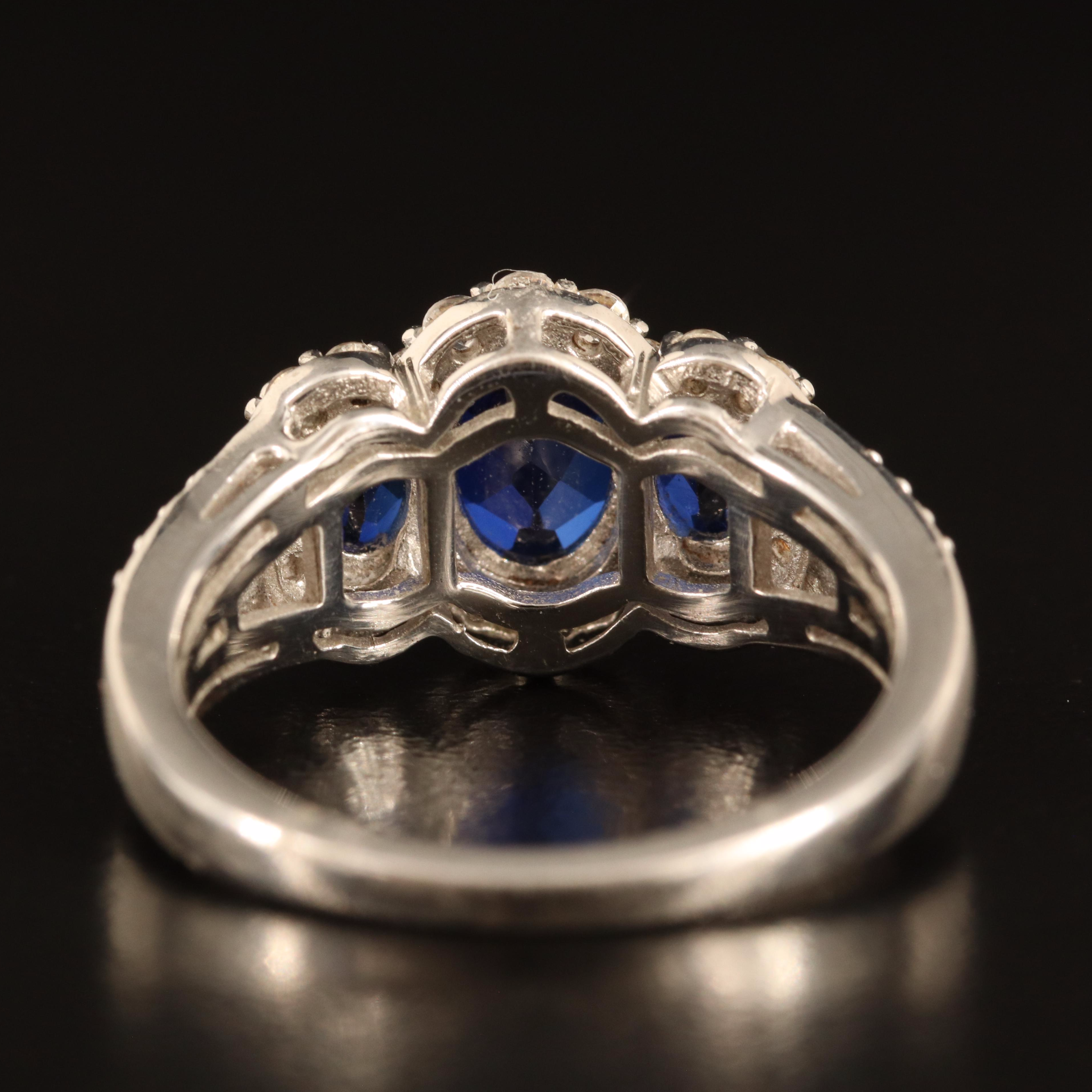 Sterling Sapphire and White Sapphire Ring