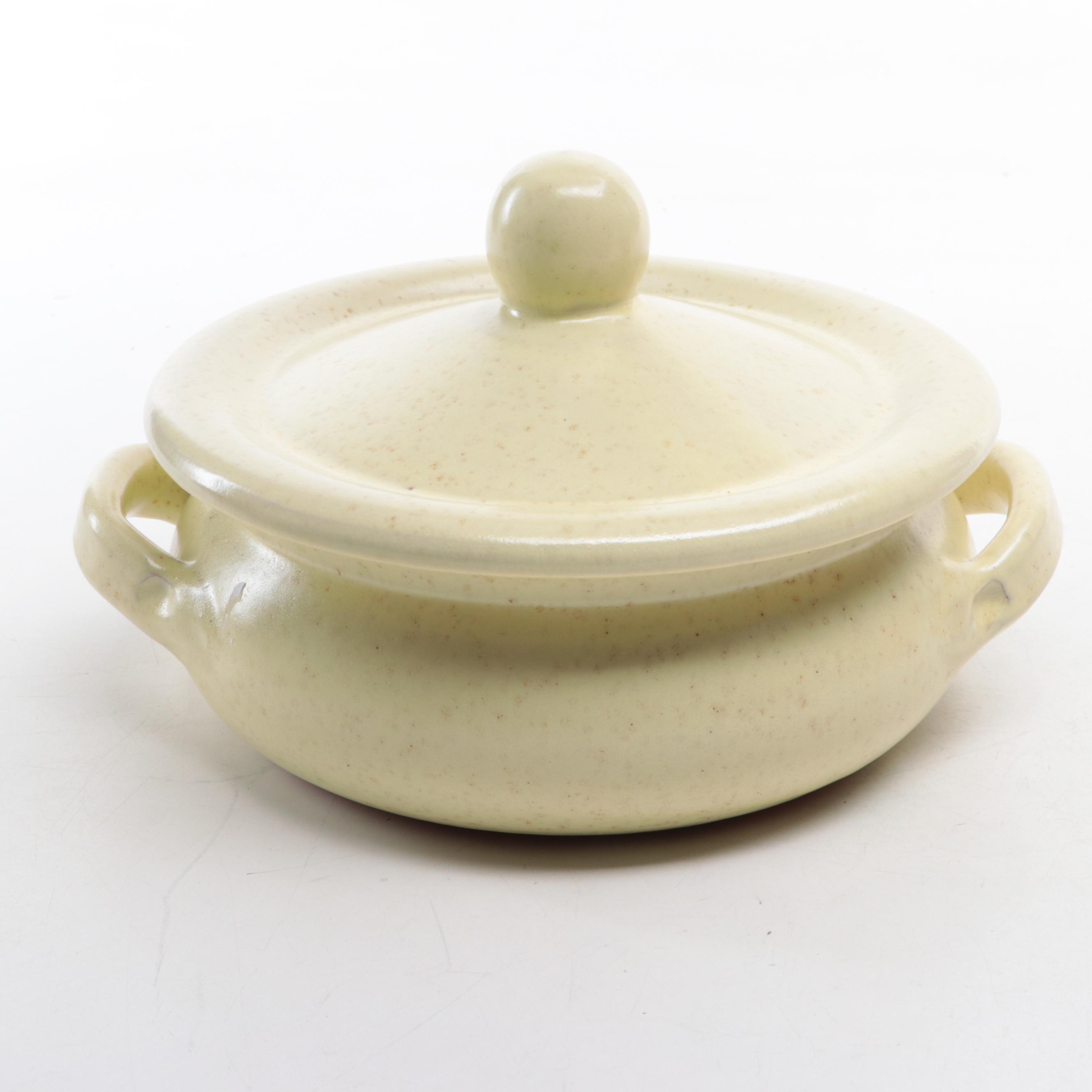 Studio Art Pottery Casserole with Lidded Vessel and Cruet