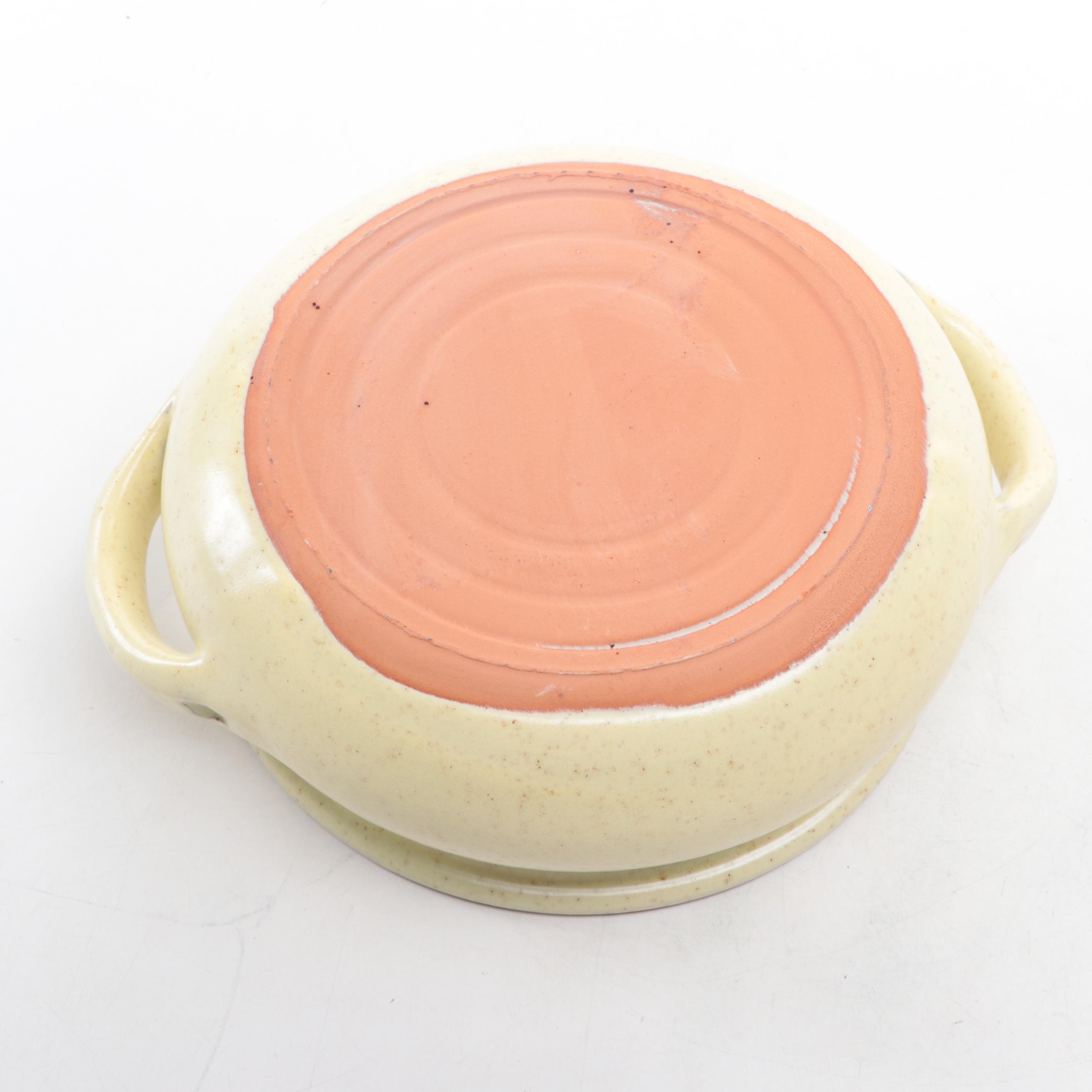 Studio Art Pottery Casserole with Lidded Vessel and Cruet