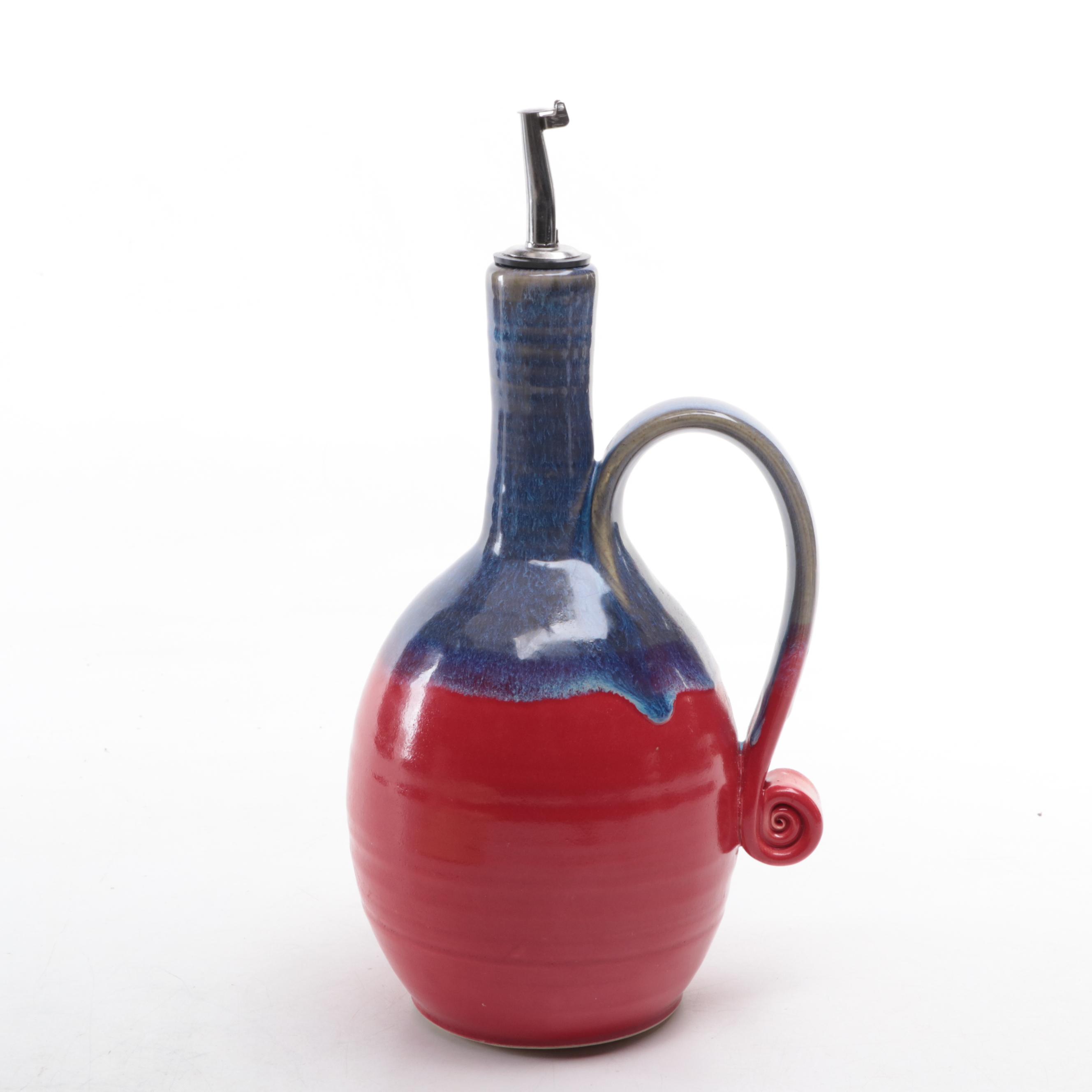 Studio Art Pottery Casserole with Lidded Vessel and Cruet