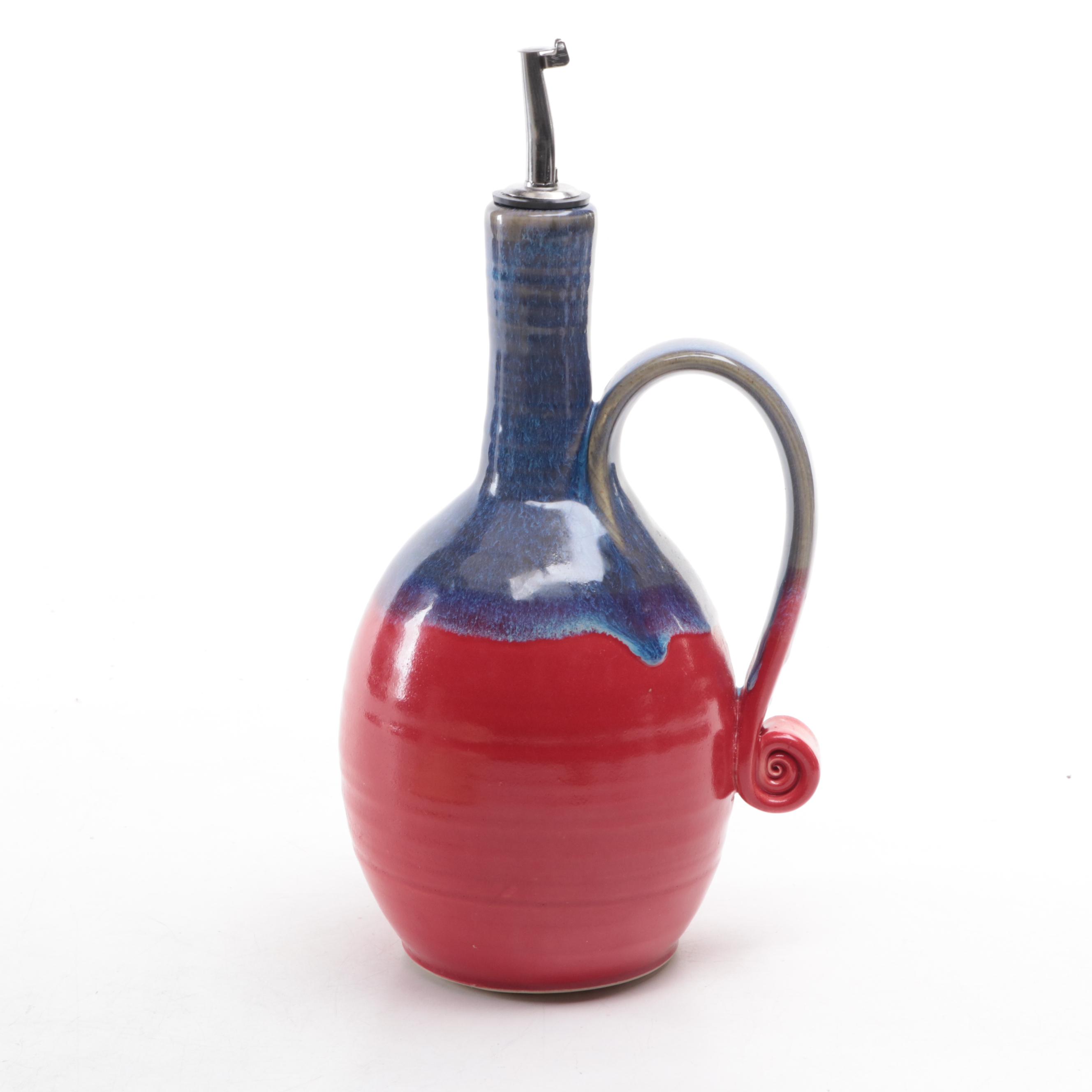 Studio Art Pottery Casserole with Lidded Vessel and Cruet