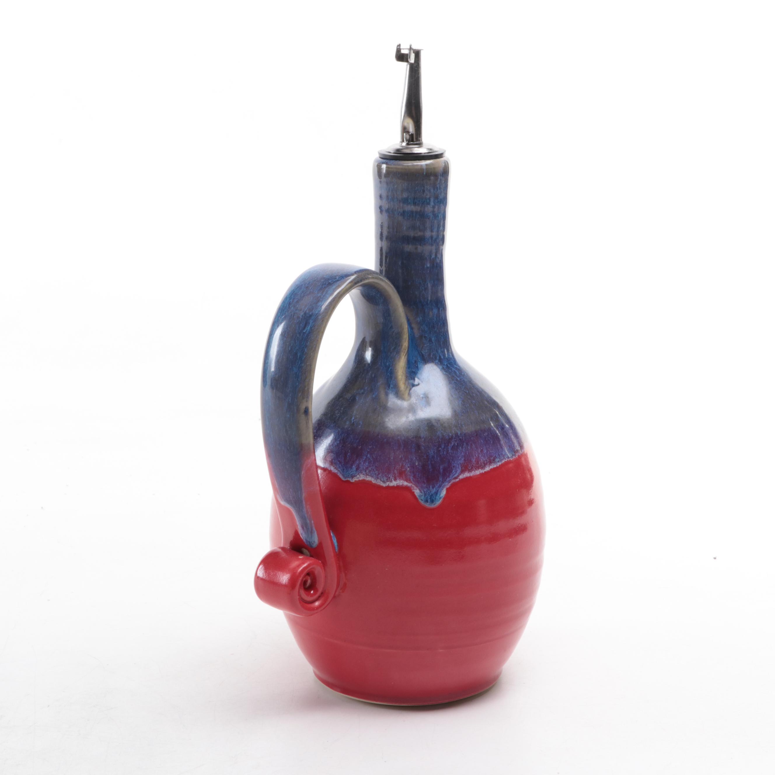 Studio Art Pottery Casserole with Lidded Vessel and Cruet