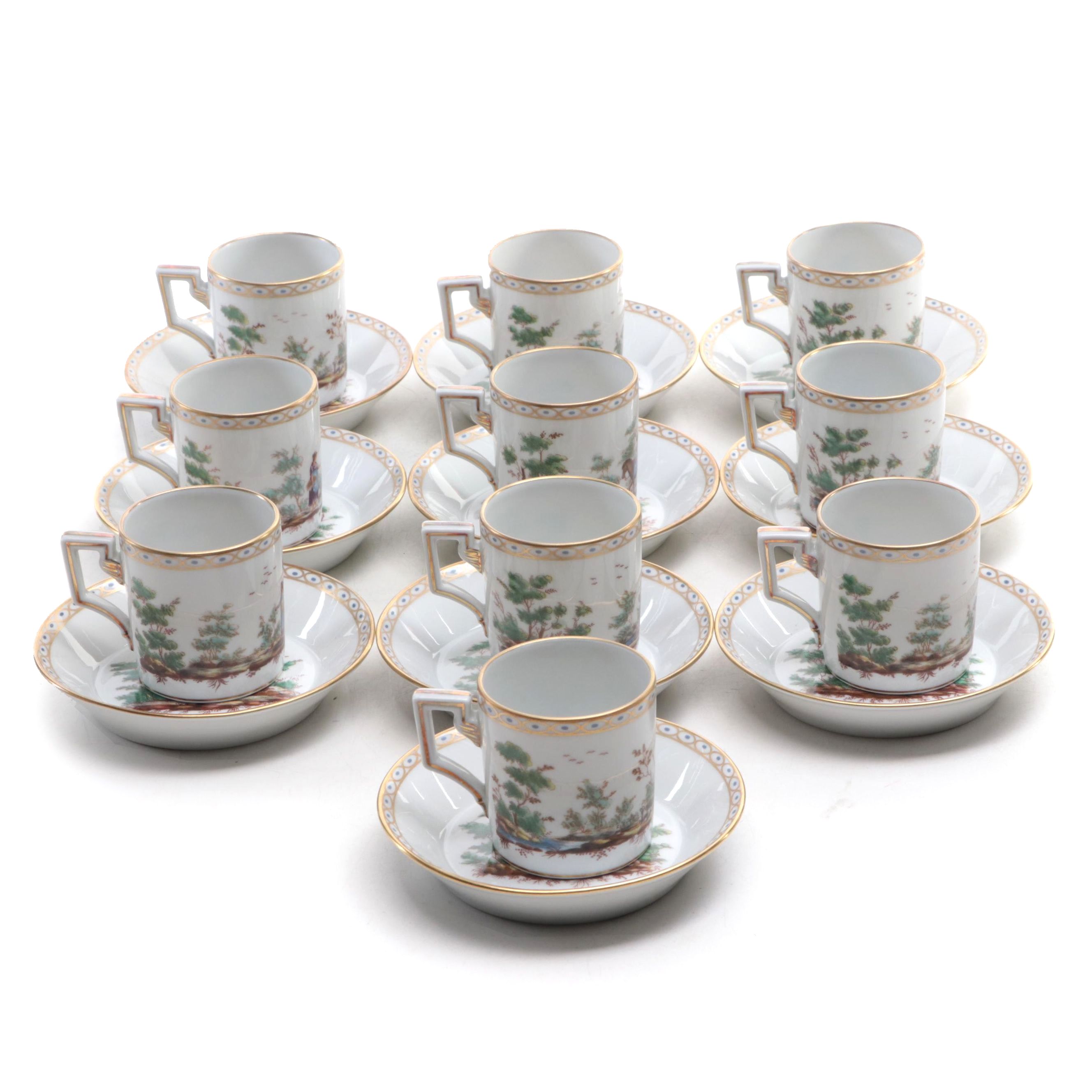 Richard Ginori Italian Porcelain Demitasse Cups and Saucers