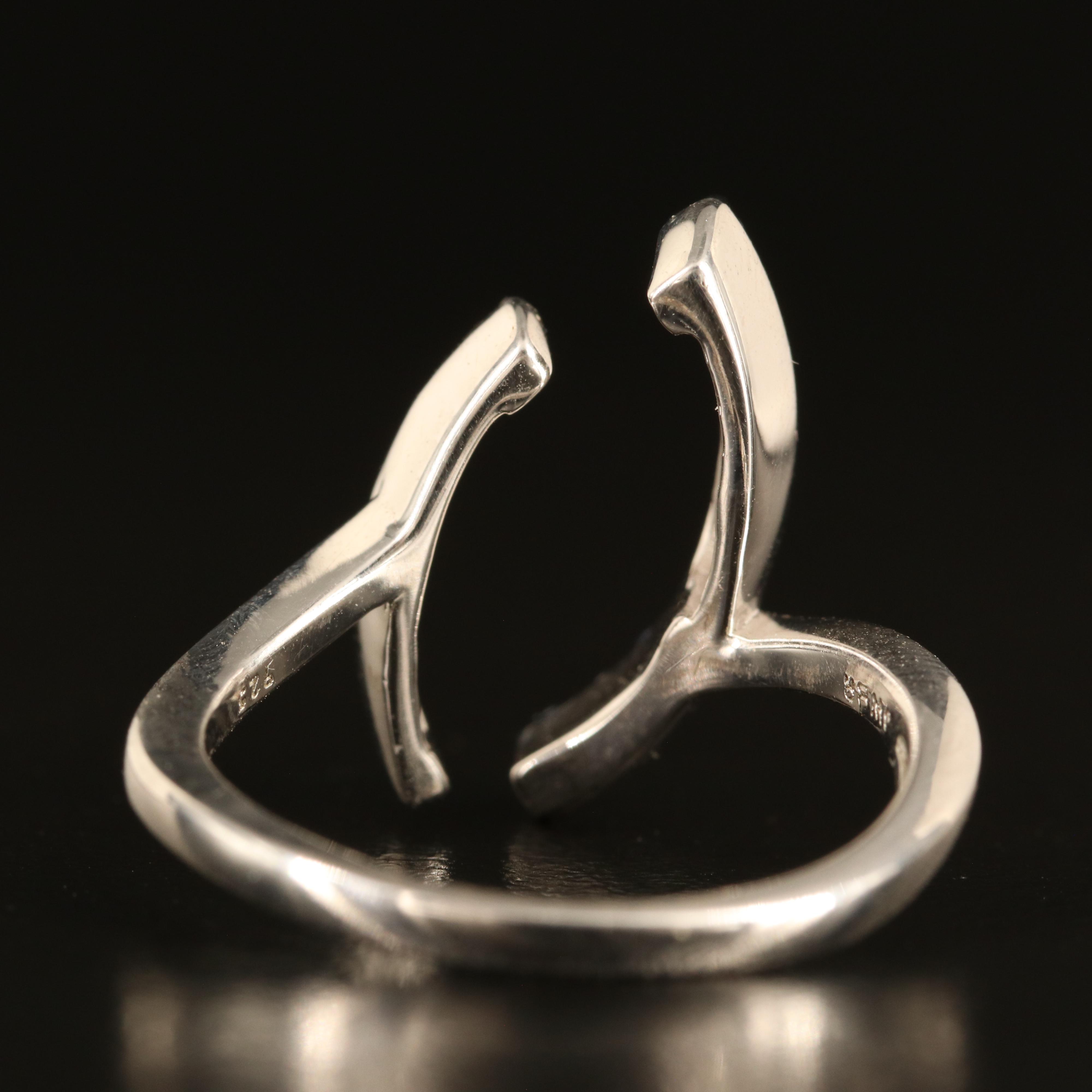 Sterling Sapphire and White Sapphire Navette Ring