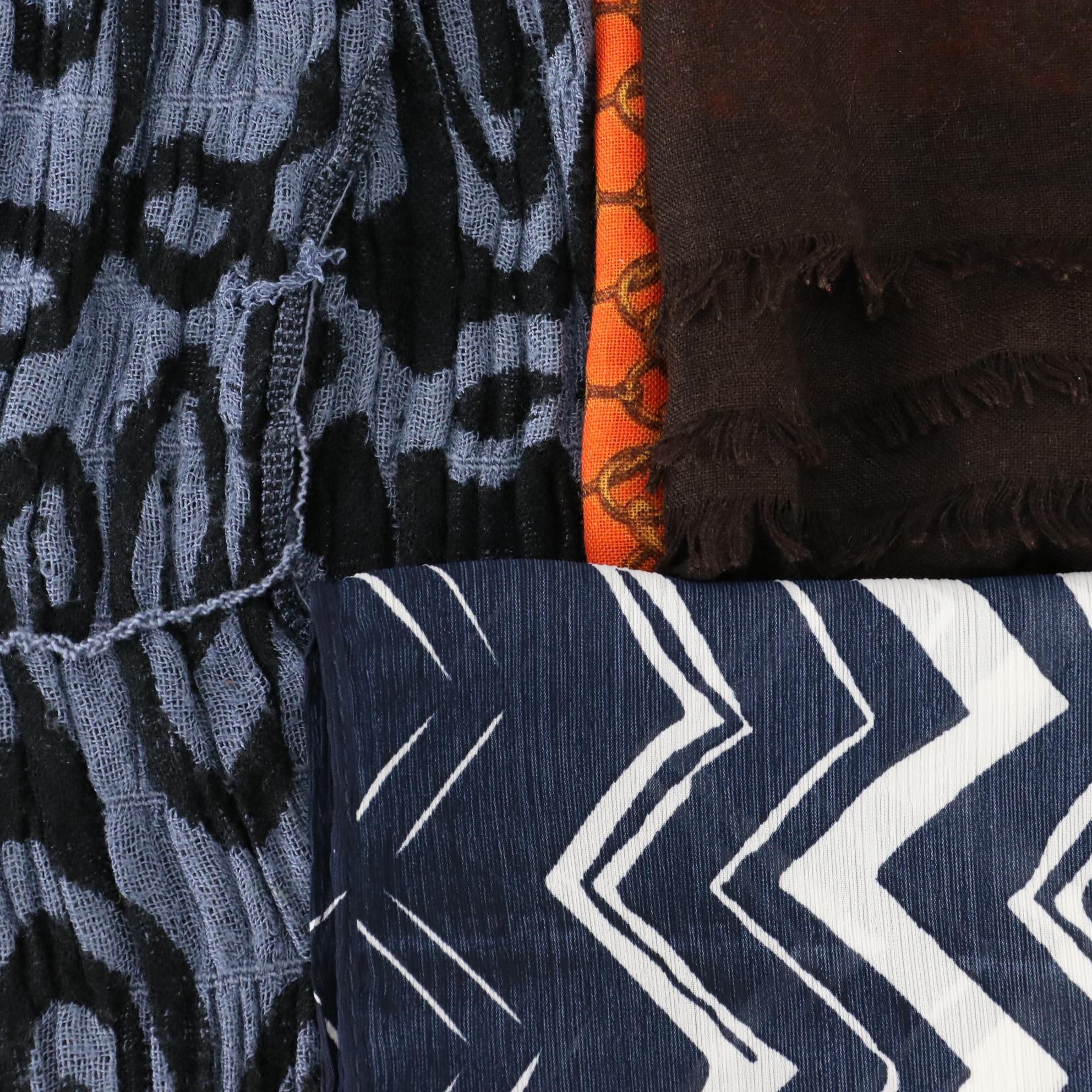 Michael Kors Chain Link Print Scarf with 2 Chic Chevron and Fringe Scarves