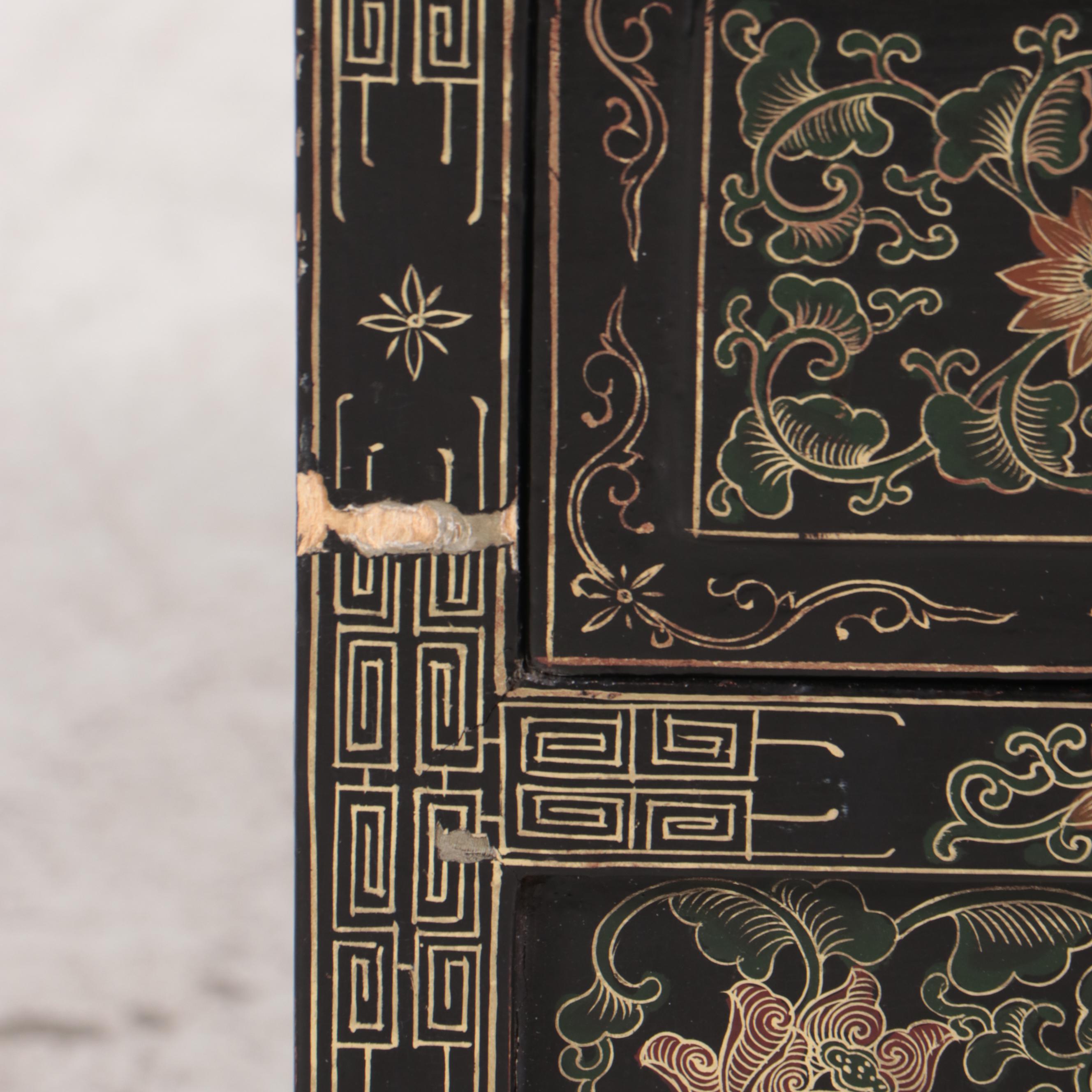 Chinese Black, Gilt, and Polychrome-Lacquered Low Table
