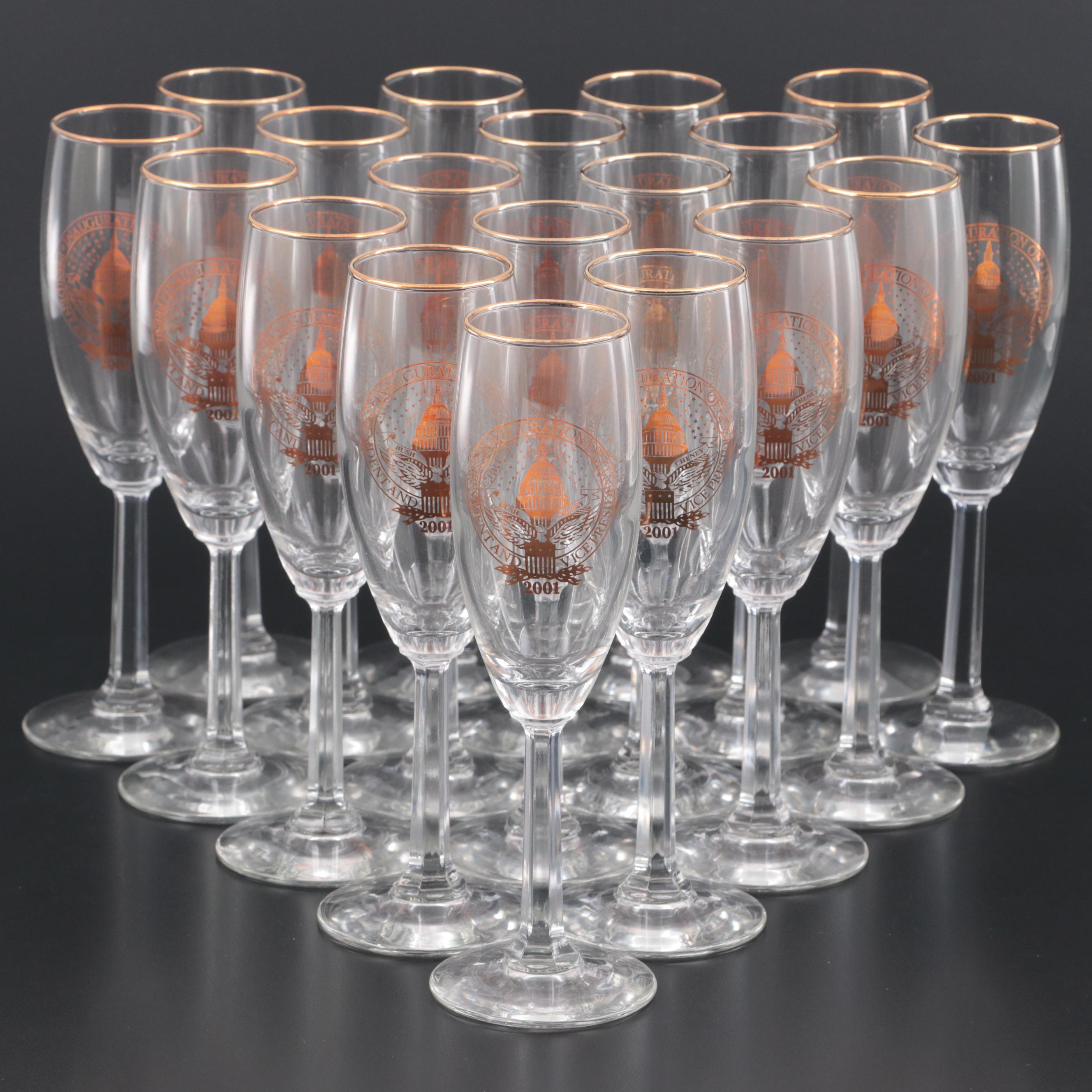 2001 Bush Cheney Presidential Inaugural Champagne Flutes