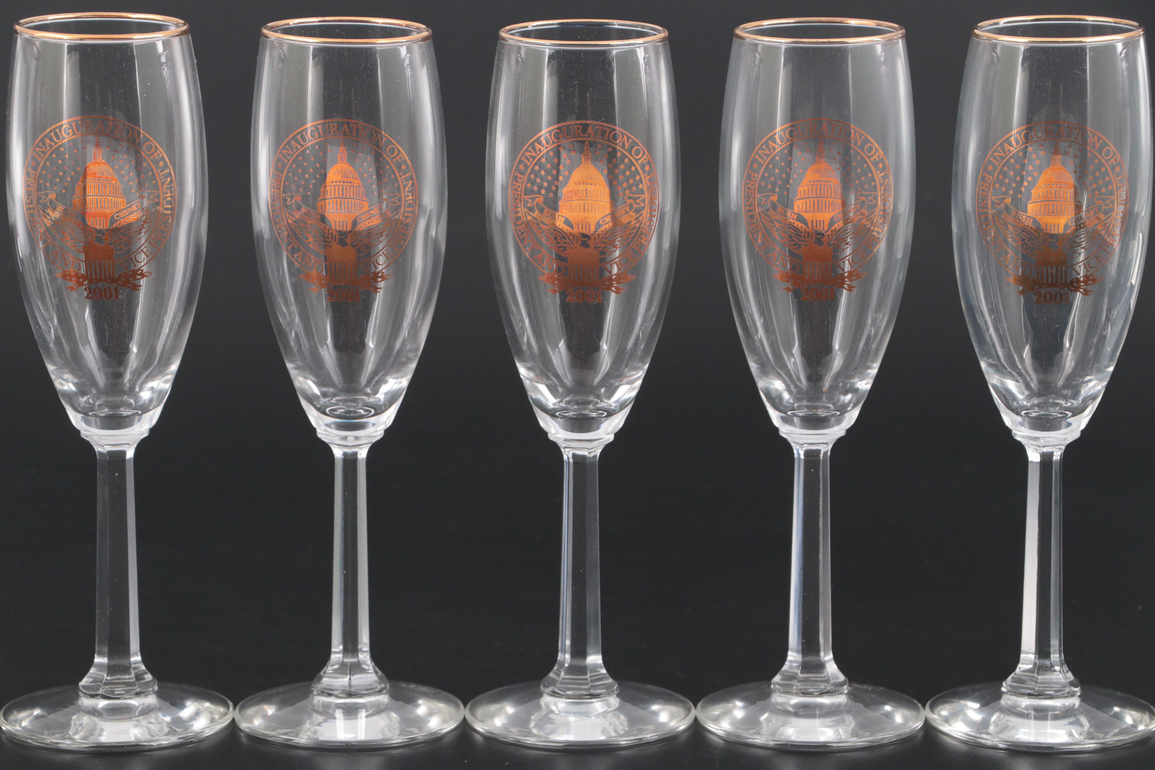 2001 Bush Cheney Presidential Inaugural Champagne Flutes