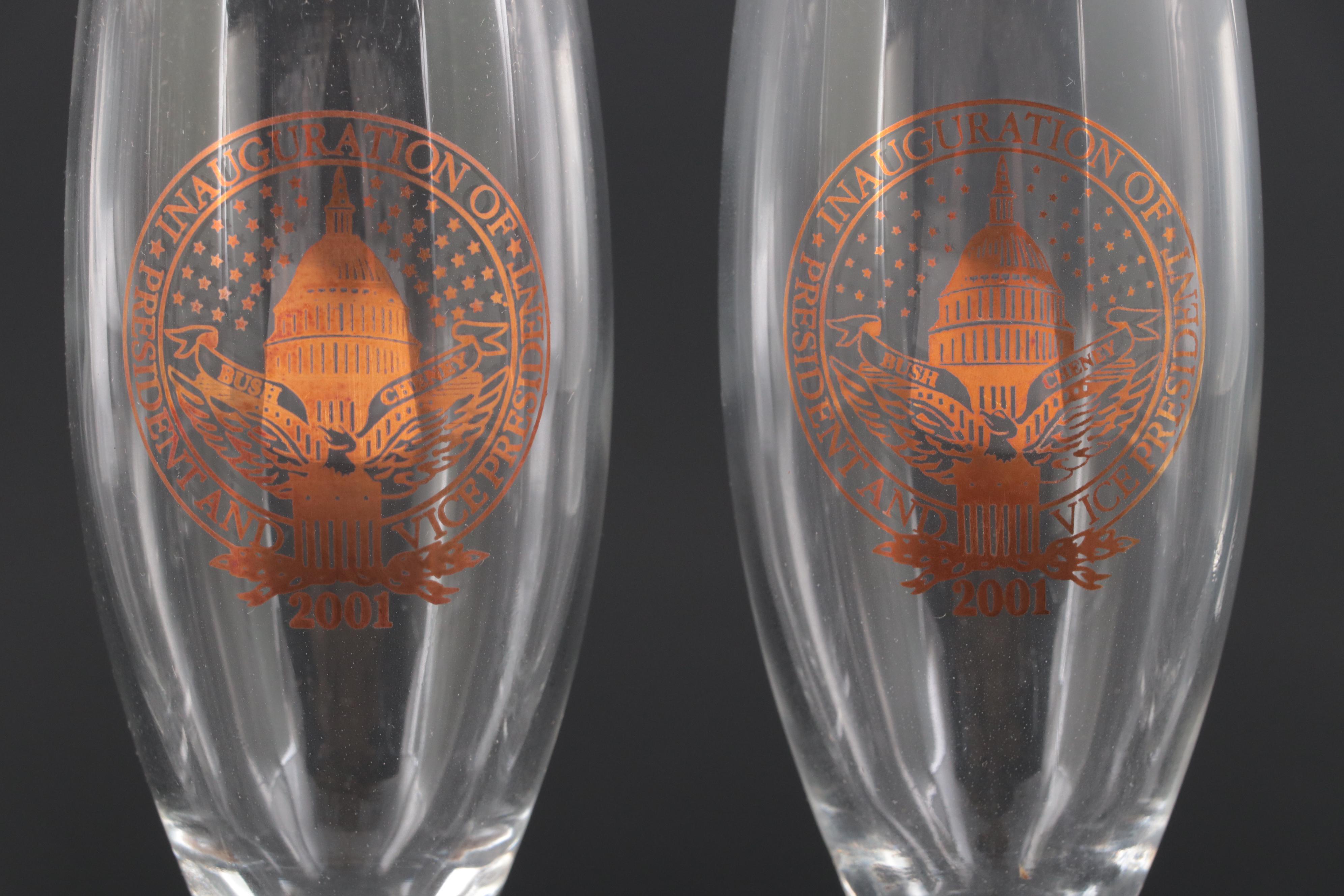 2001 Bush Cheney Presidential Inaugural Champagne Flutes