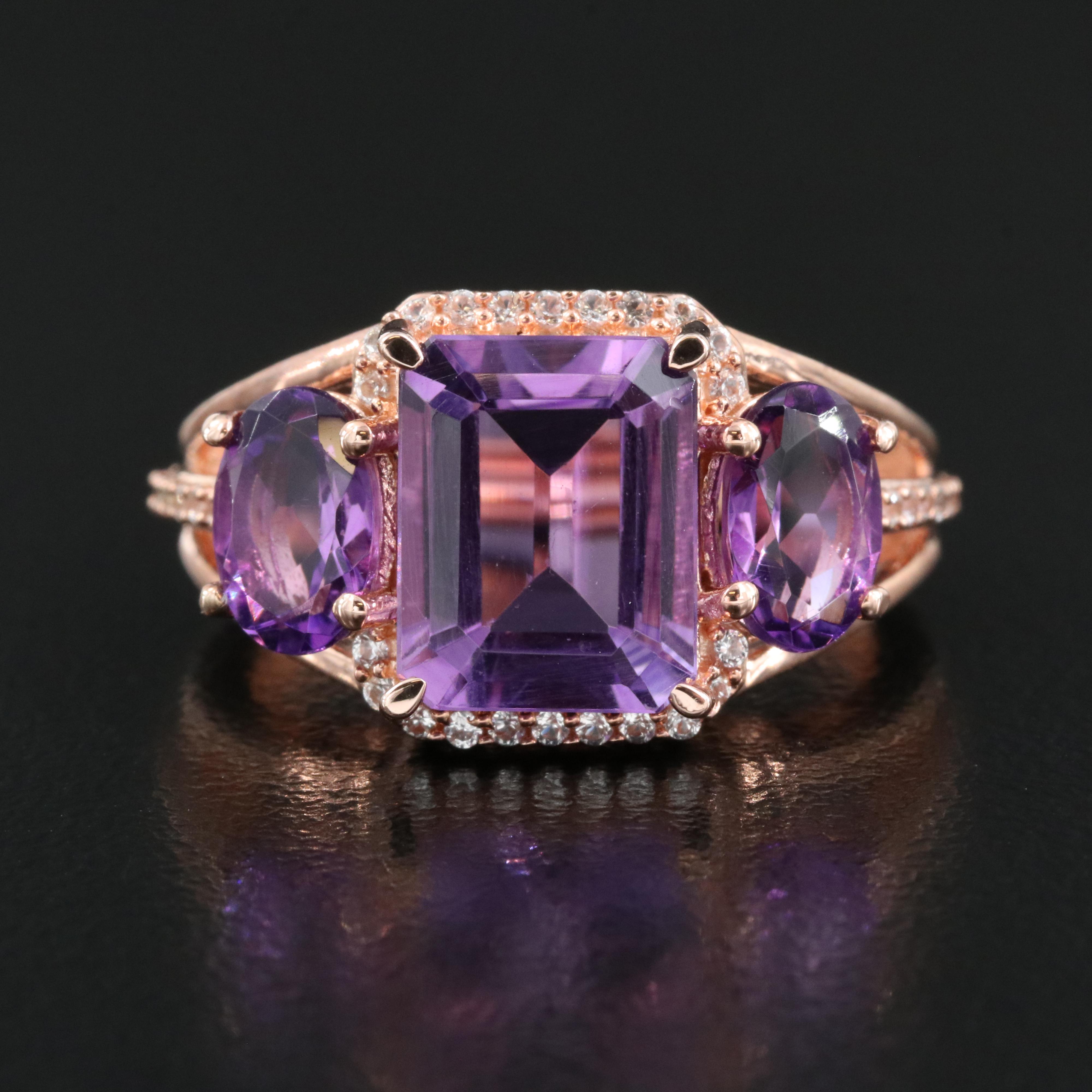 Sterling Amethyst and Sapphire Ring