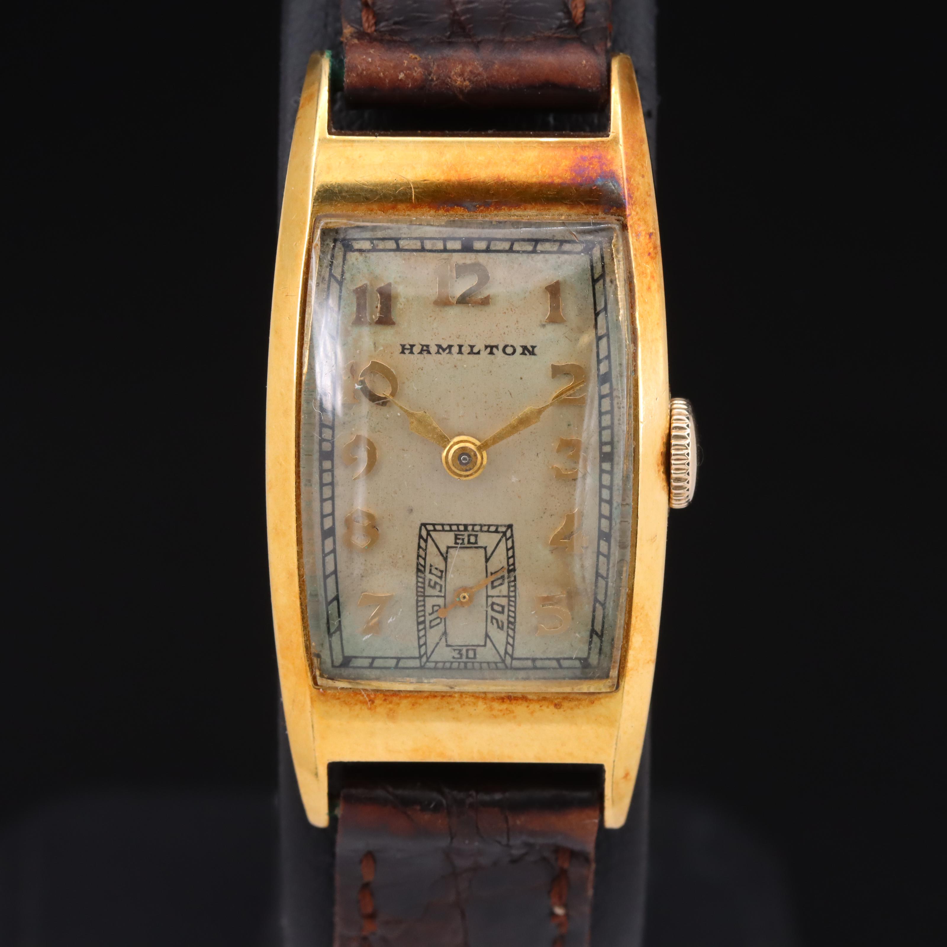 Vintage 18K Hamilton Tank Shape Watch
