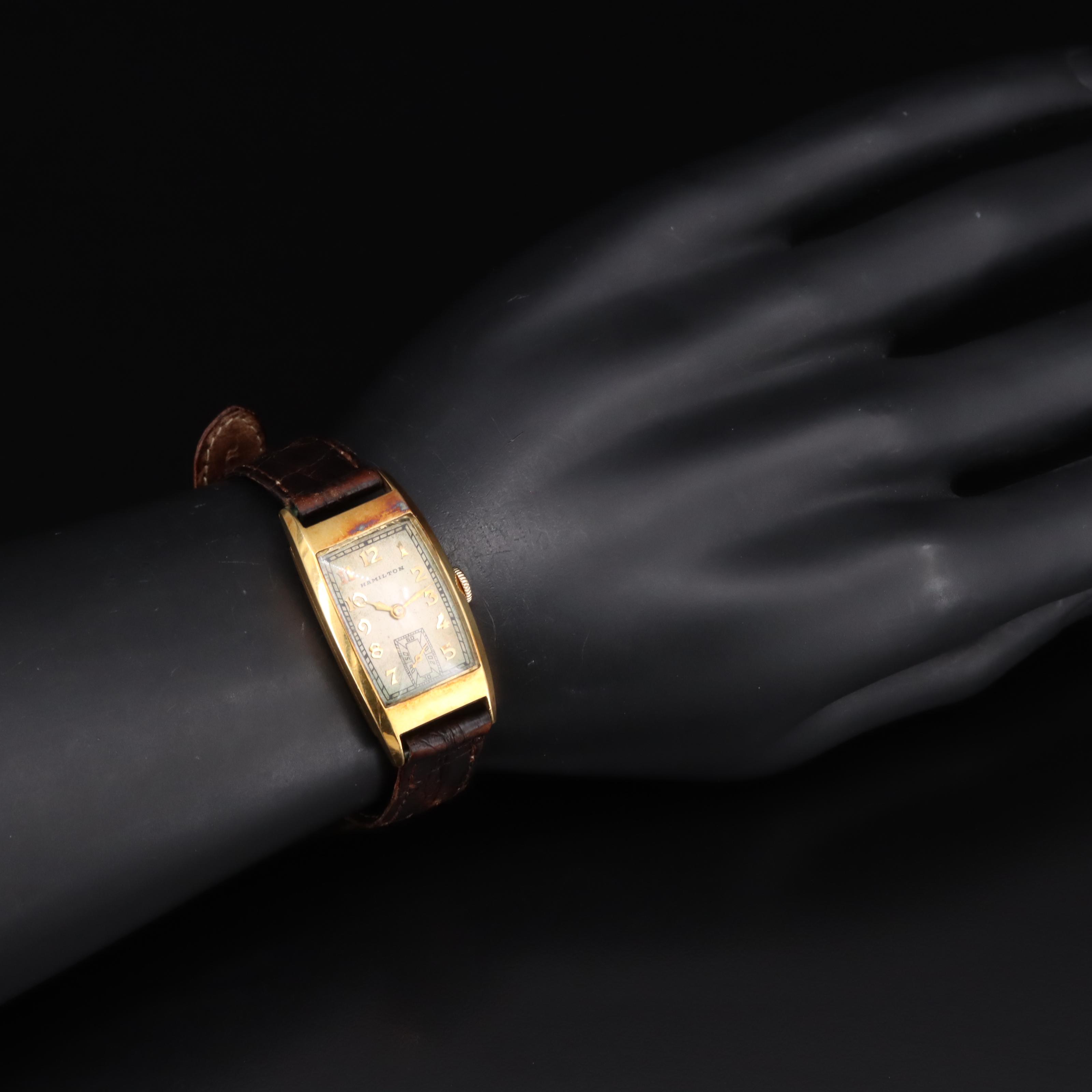 Vintage 18K Hamilton Tank Shape Watch