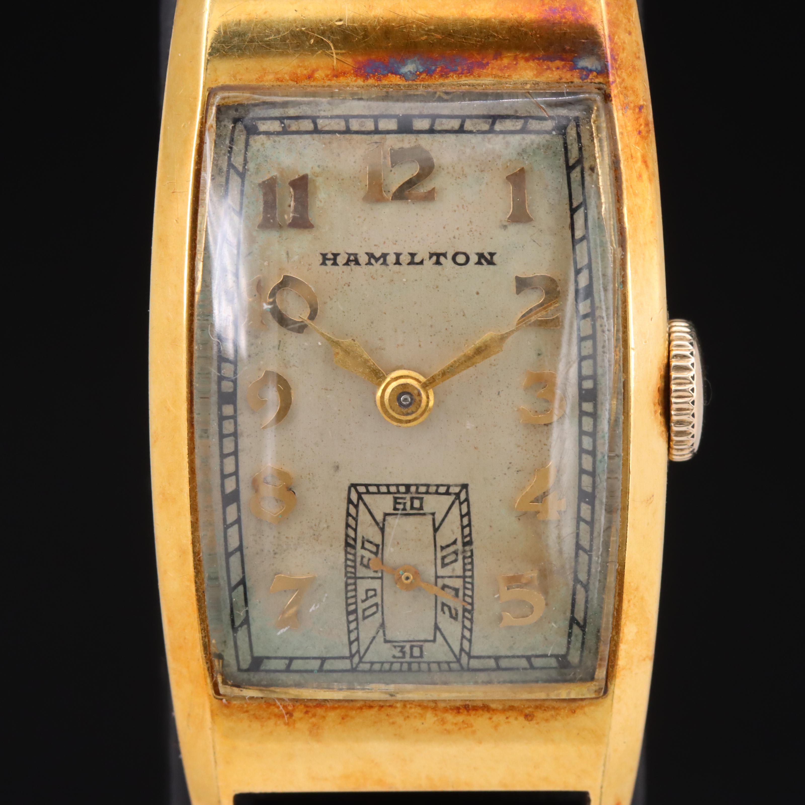 Vintage 18K Hamilton Tank Shape Watch