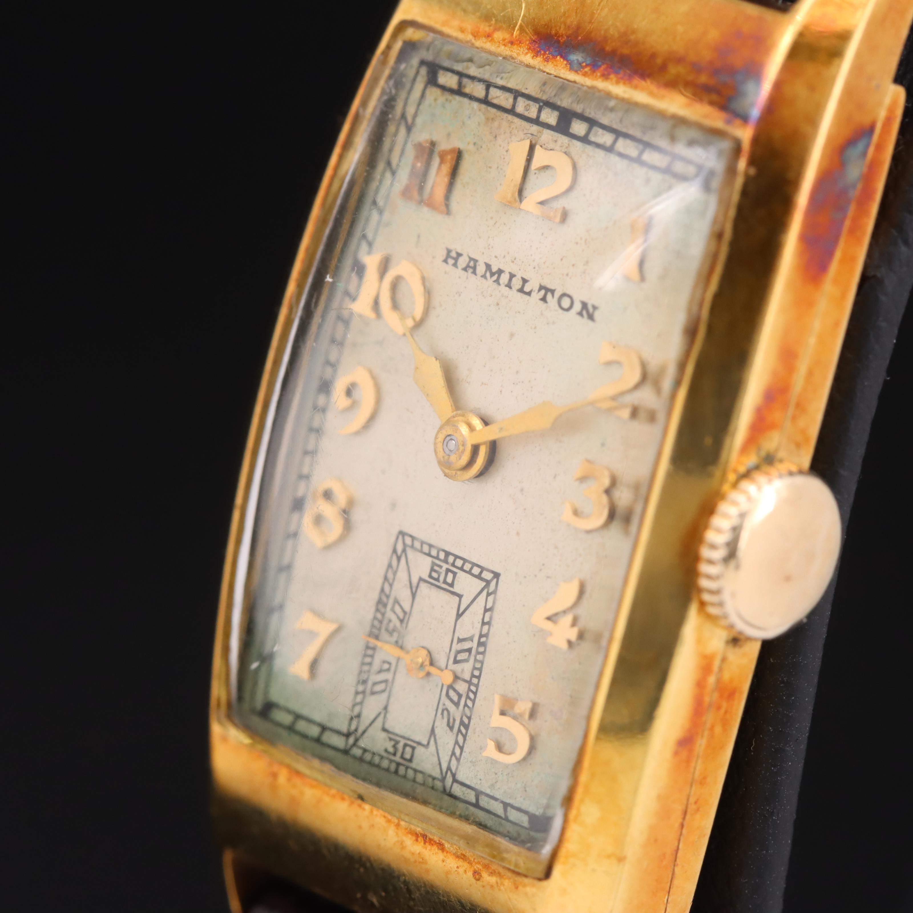 Vintage 18K Hamilton Tank Shape Watch