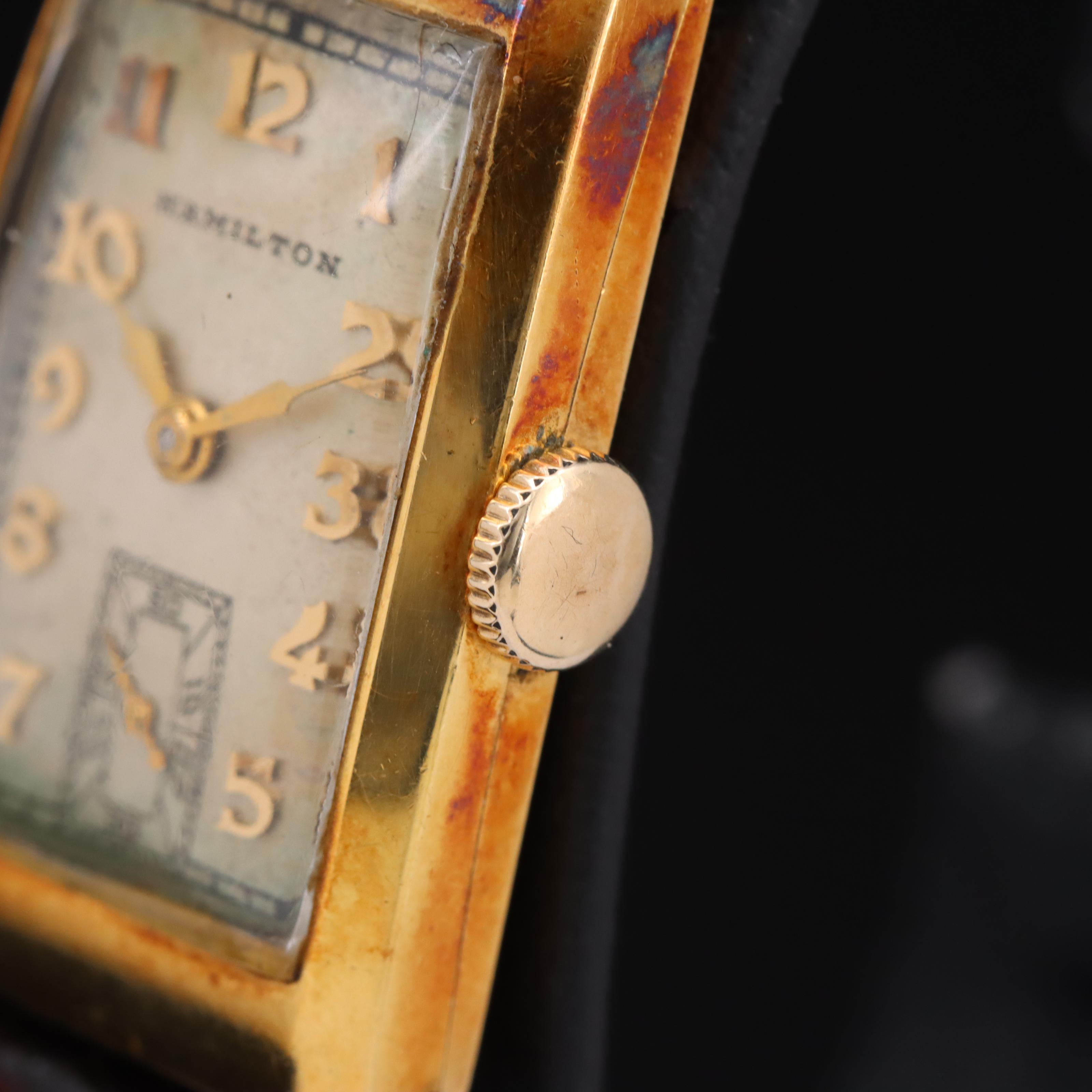 Vintage 18K Hamilton Tank Shape Watch