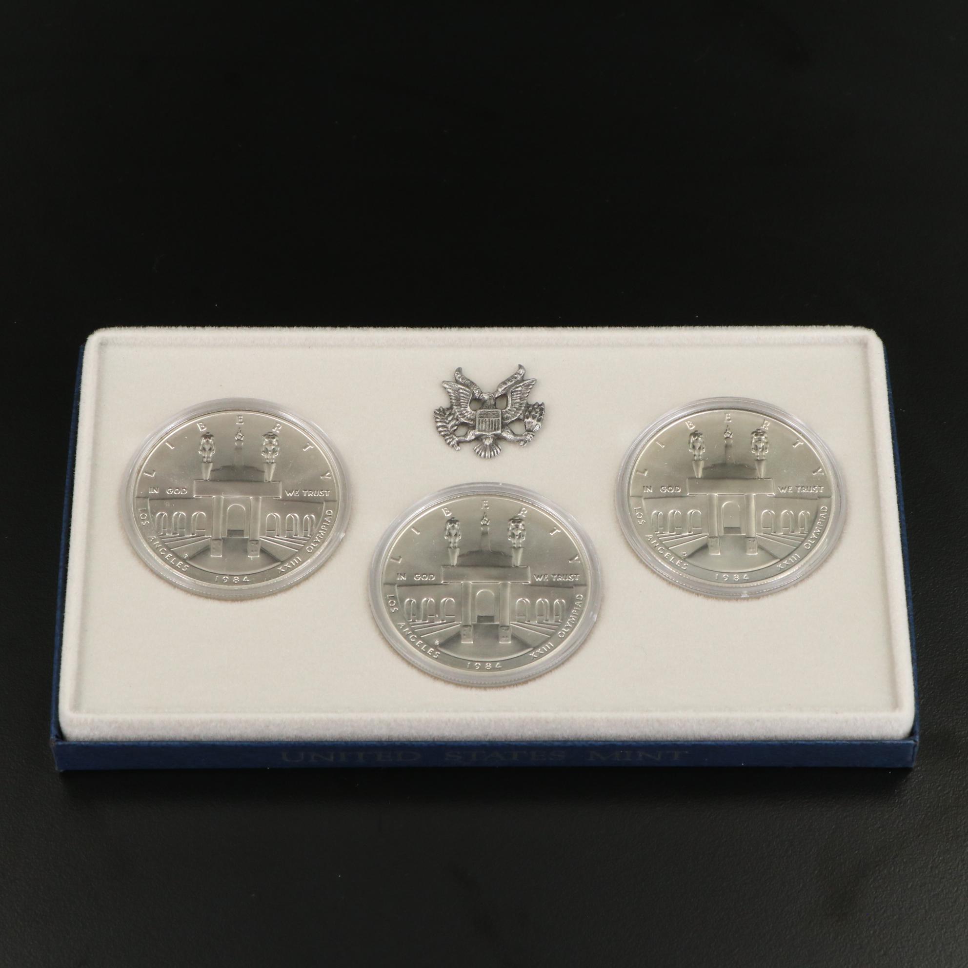 1984 3-Coin Olympic Commemorative Silver Dollar Set