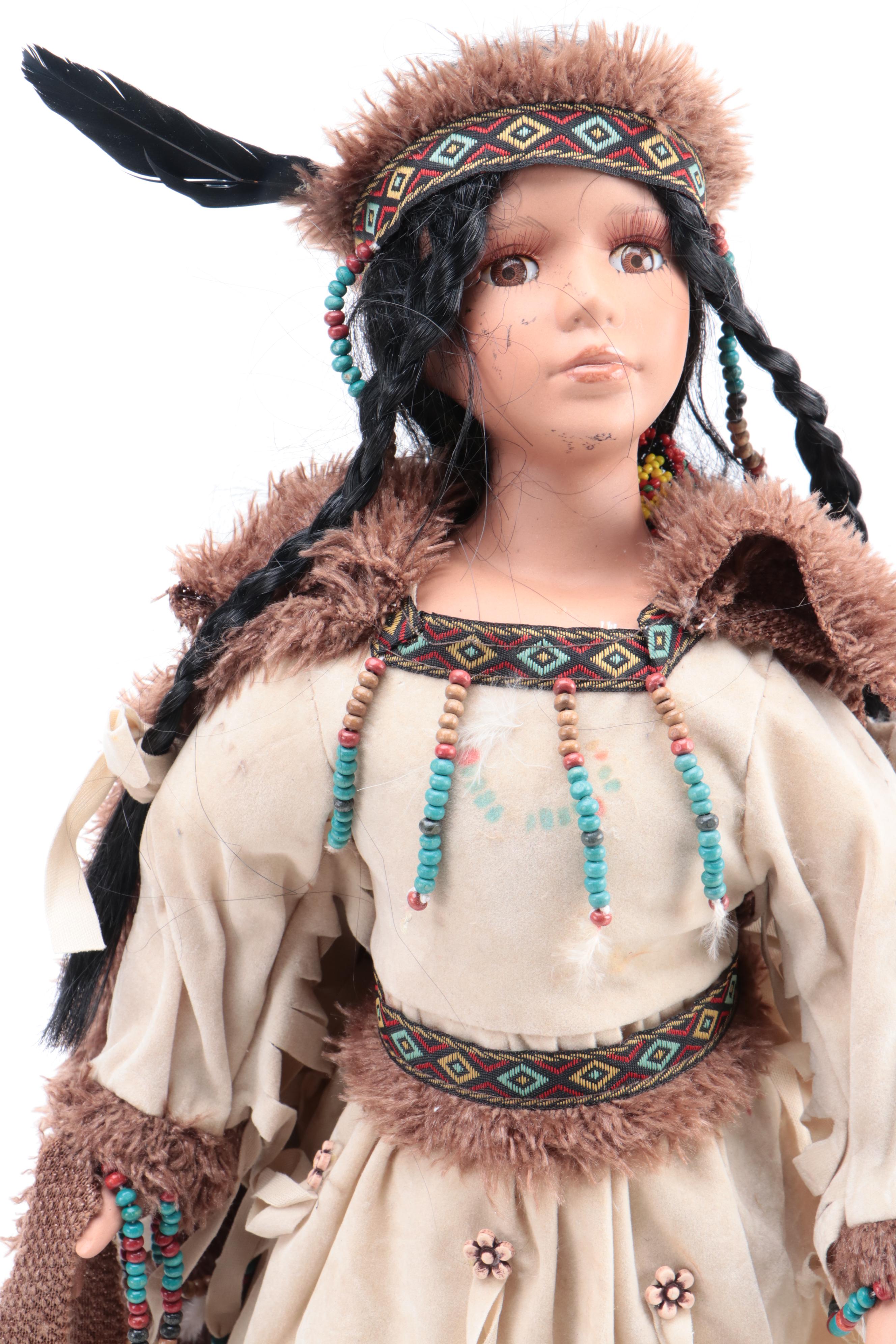 Native American Porcelain Dolls, Wall Plaques