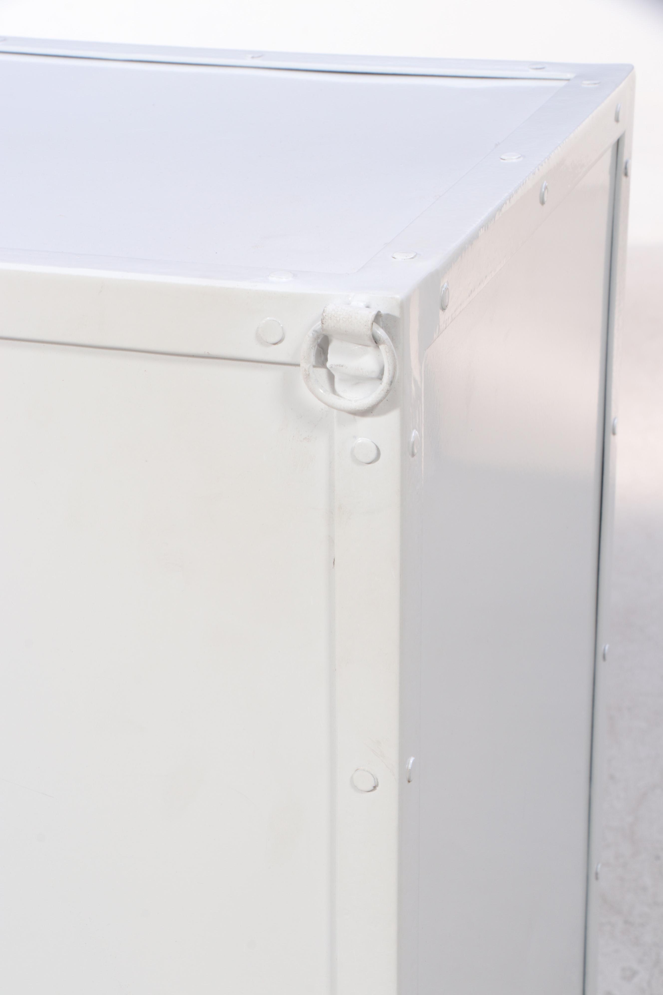 Contemporary Gold and White Steel Credenza