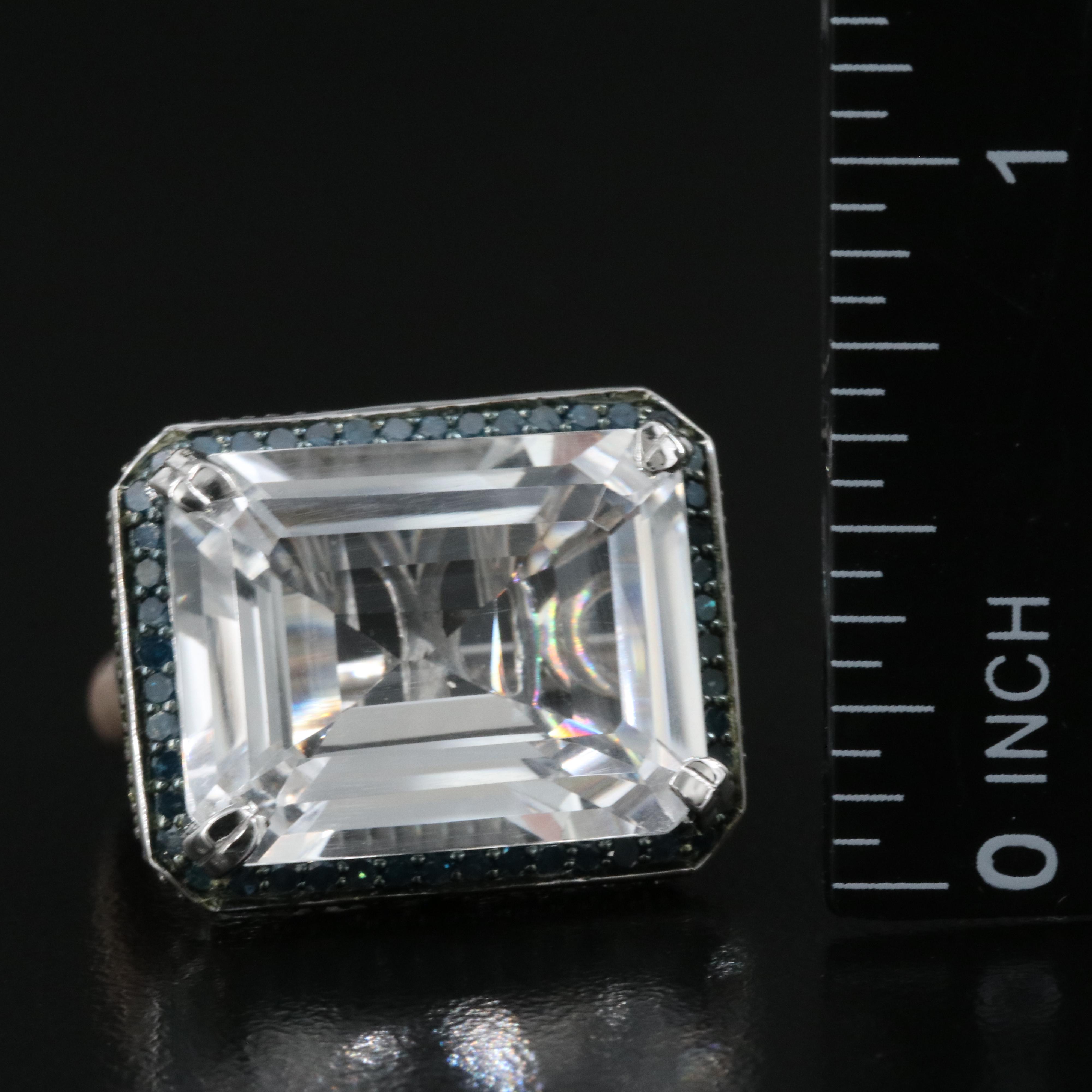 Sterling Quartz and Diamond Ring