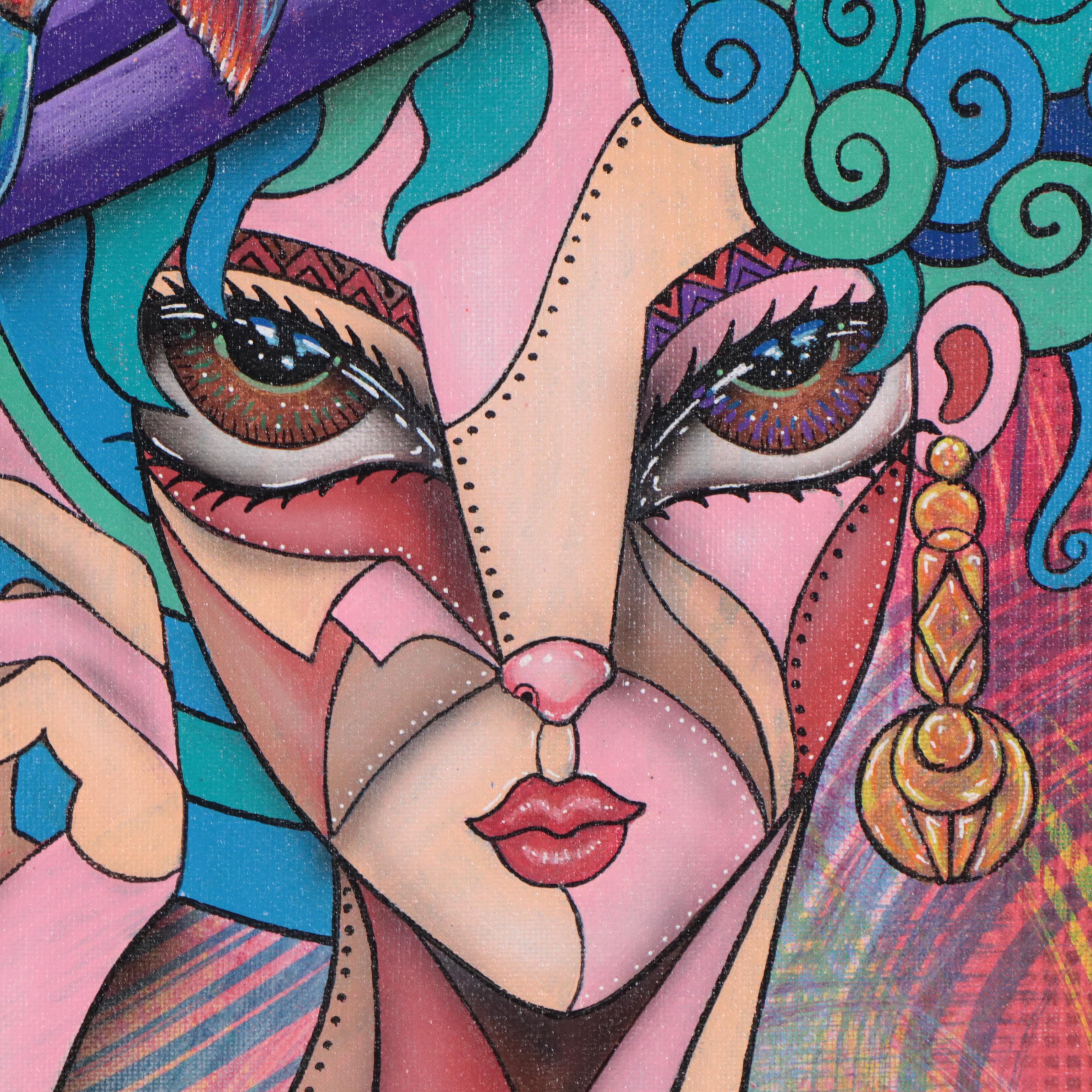 Ricardo Maya Acrylic Portrait, 21st Century