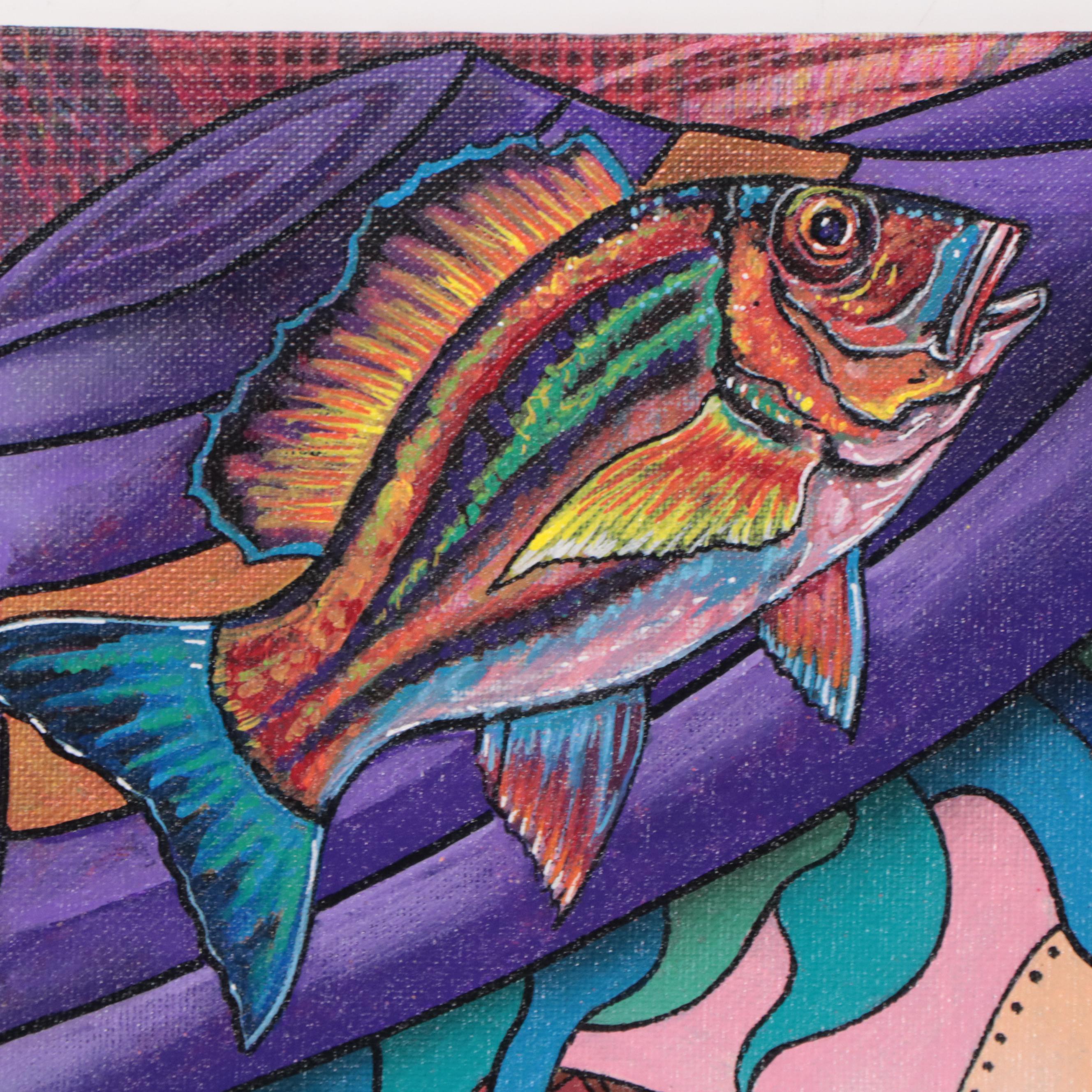 Ricardo Maya Acrylic Portrait, 21st Century