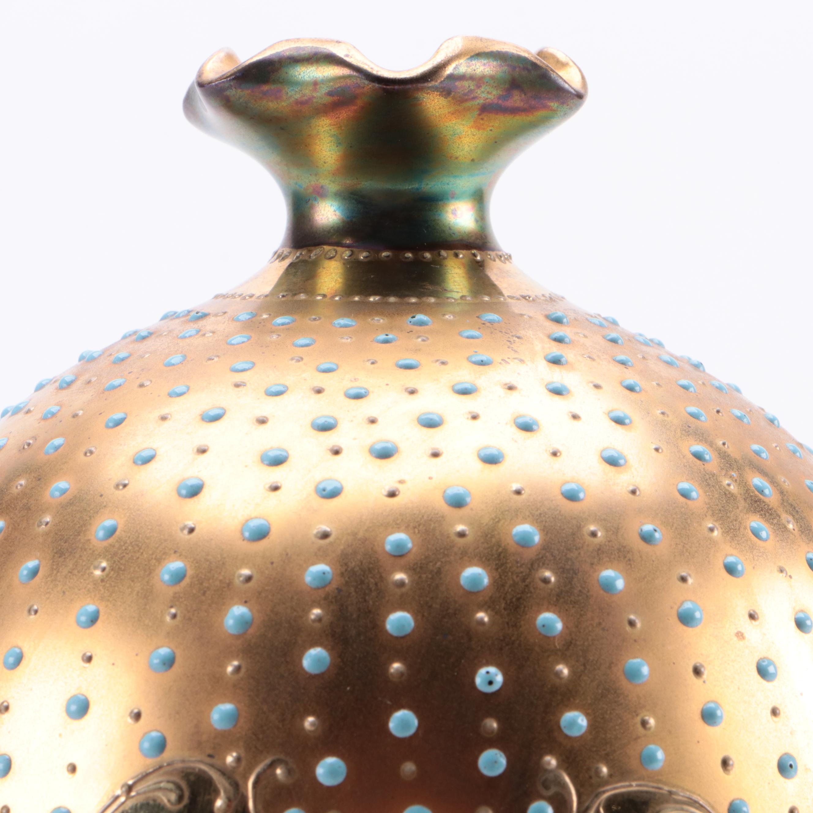 Erdmann Schlegelmilch Art Nouveau Moriage Gilt Porcelain Vase