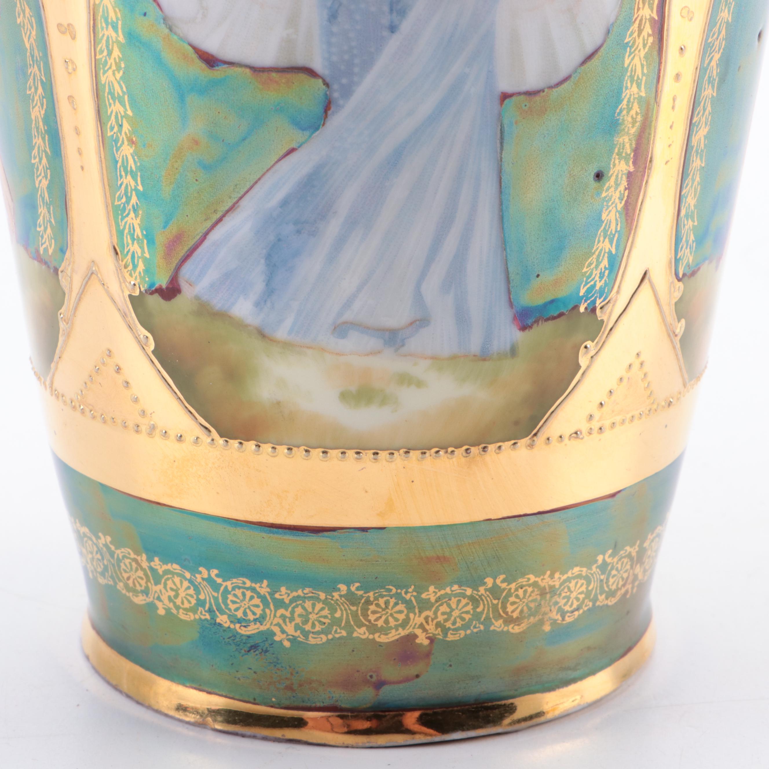 Erdmann Schlegelmilch Art Nouveau Moriage Gilt Porcelain Vase