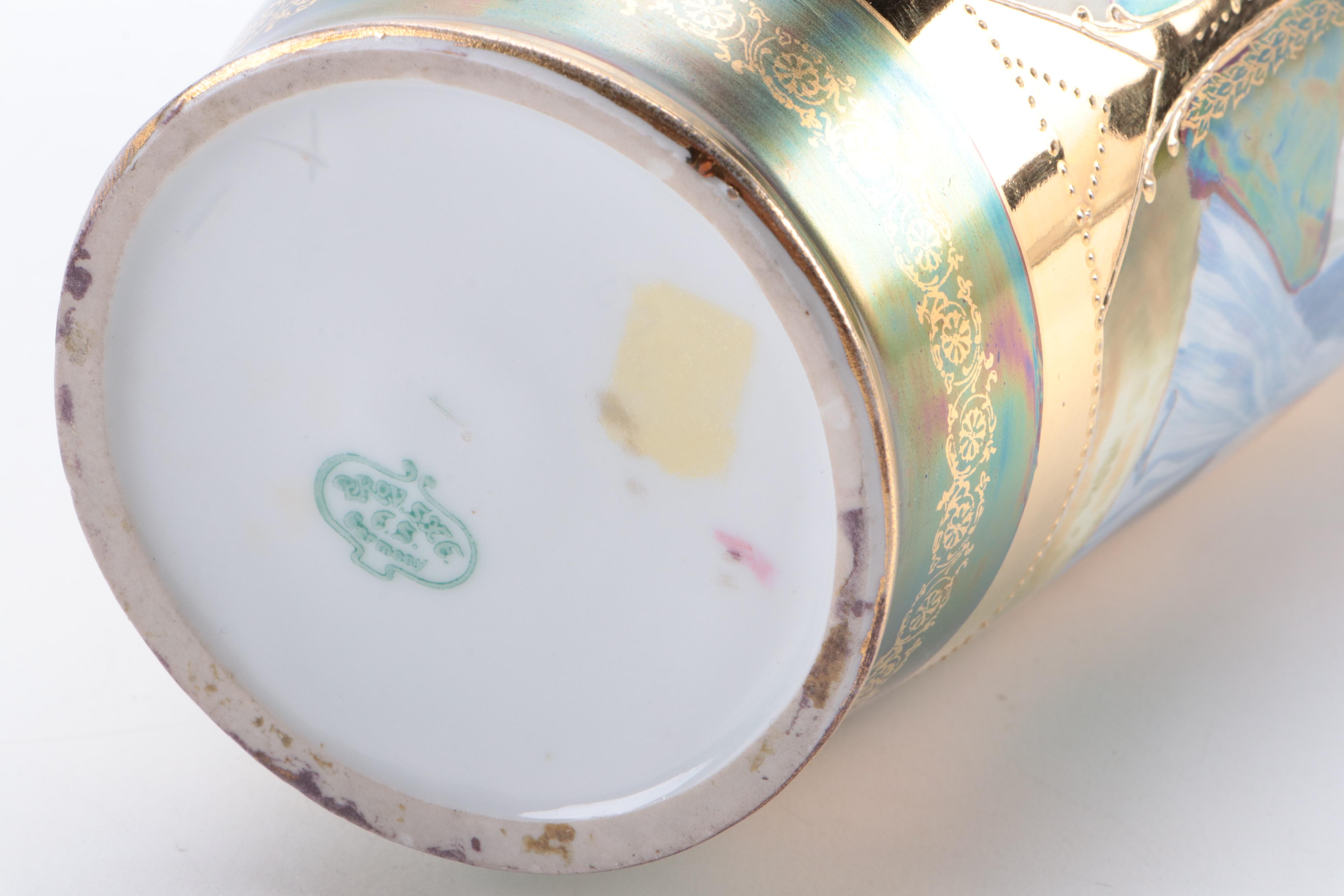 Erdmann Schlegelmilch Art Nouveau Moriage Gilt Porcelain Vase