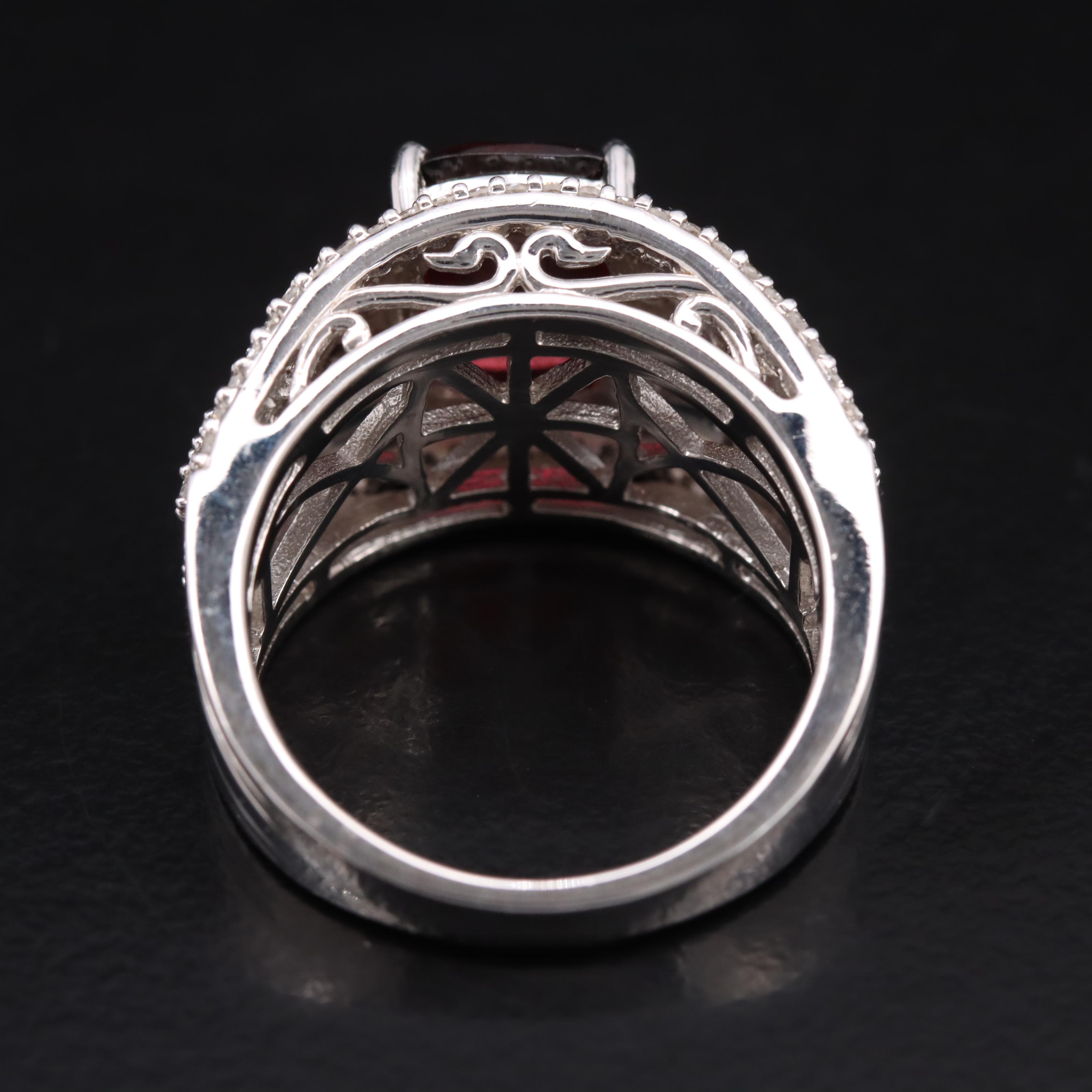 Sterling Garnet, Amethyst and Diamond Ring