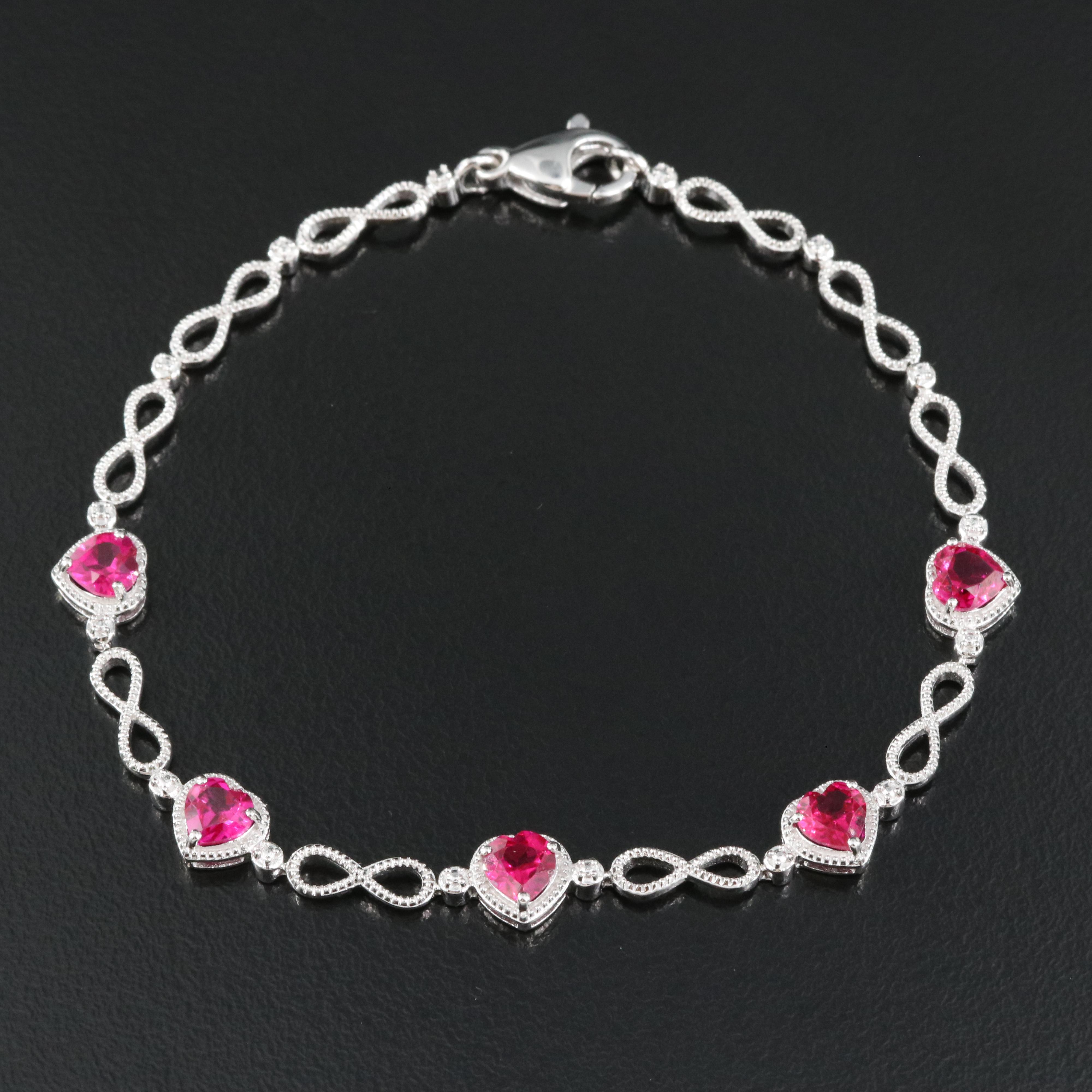 Sterling Ruby Infinity Heart Bracelet