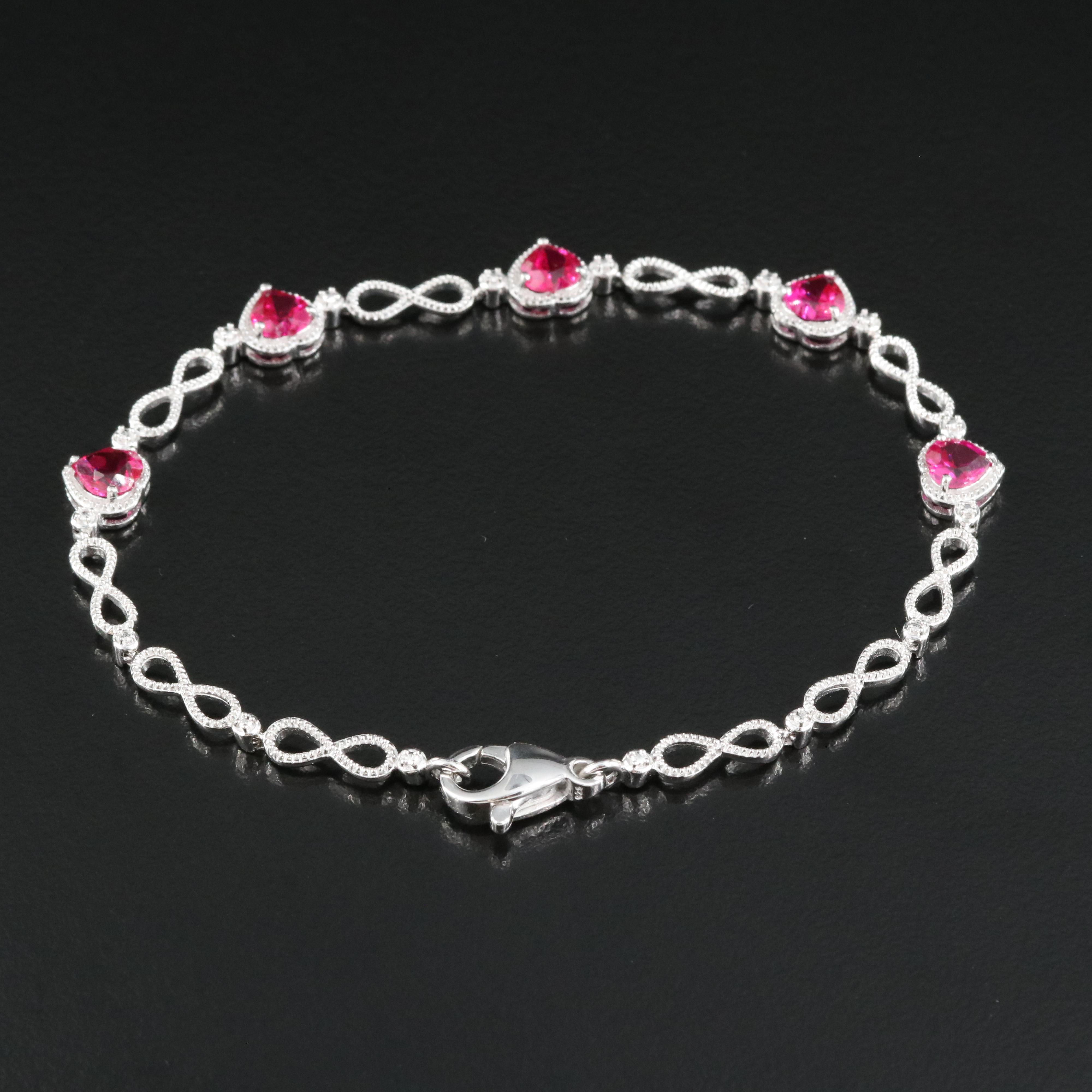 Sterling Ruby Infinity Heart Bracelet