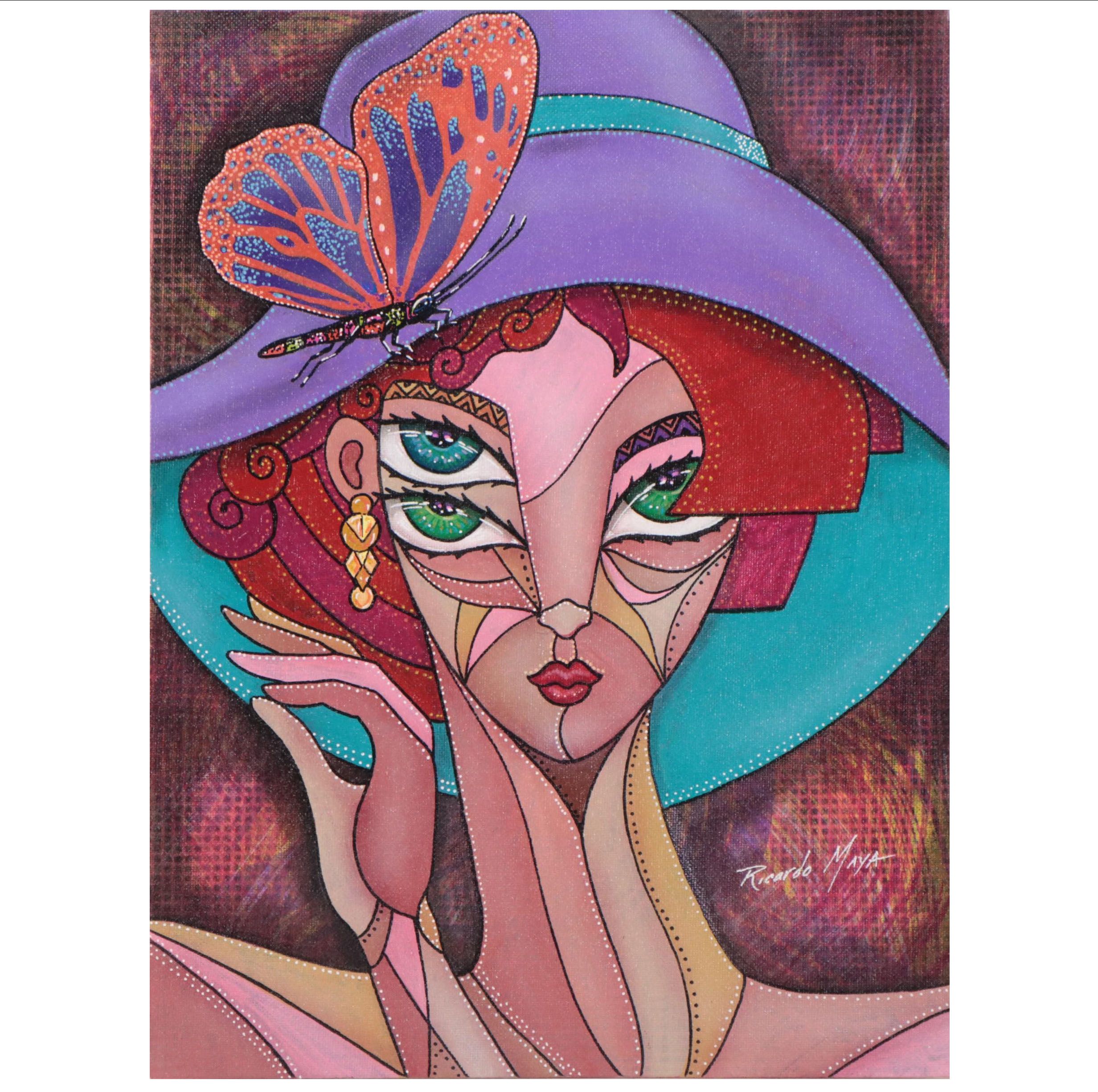 Ricardo Maya Acrylic Portrait, 21st Century