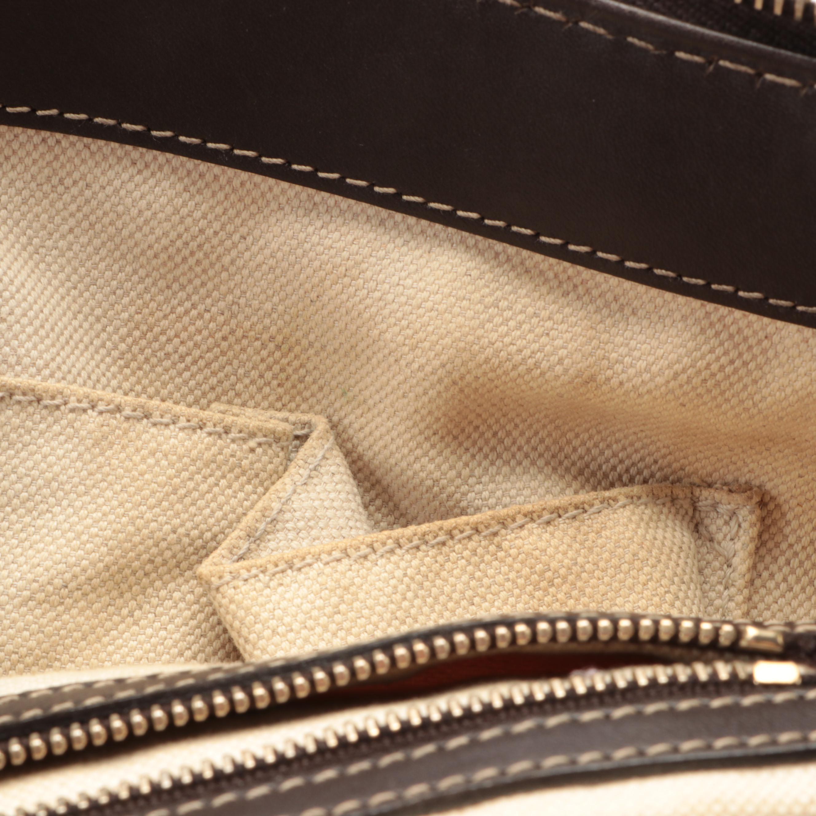 Gucci Lovely Heart Shoulder Bag in GG Canvas and Brown Leather