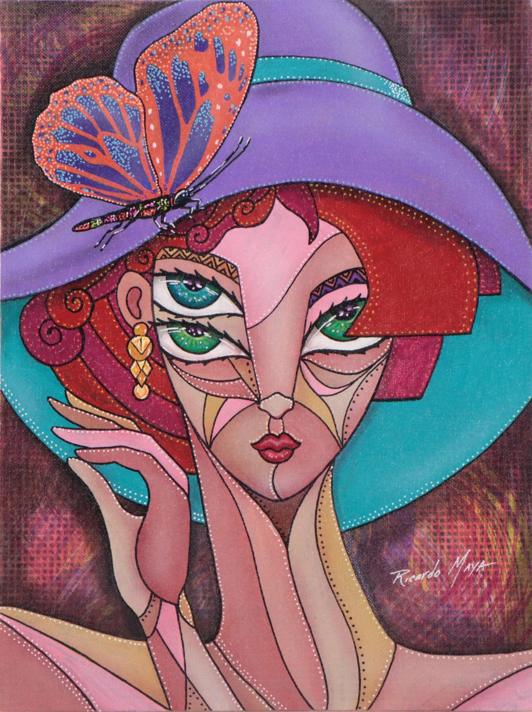 Ricardo Maya Acrylic Portrait, 21st Century