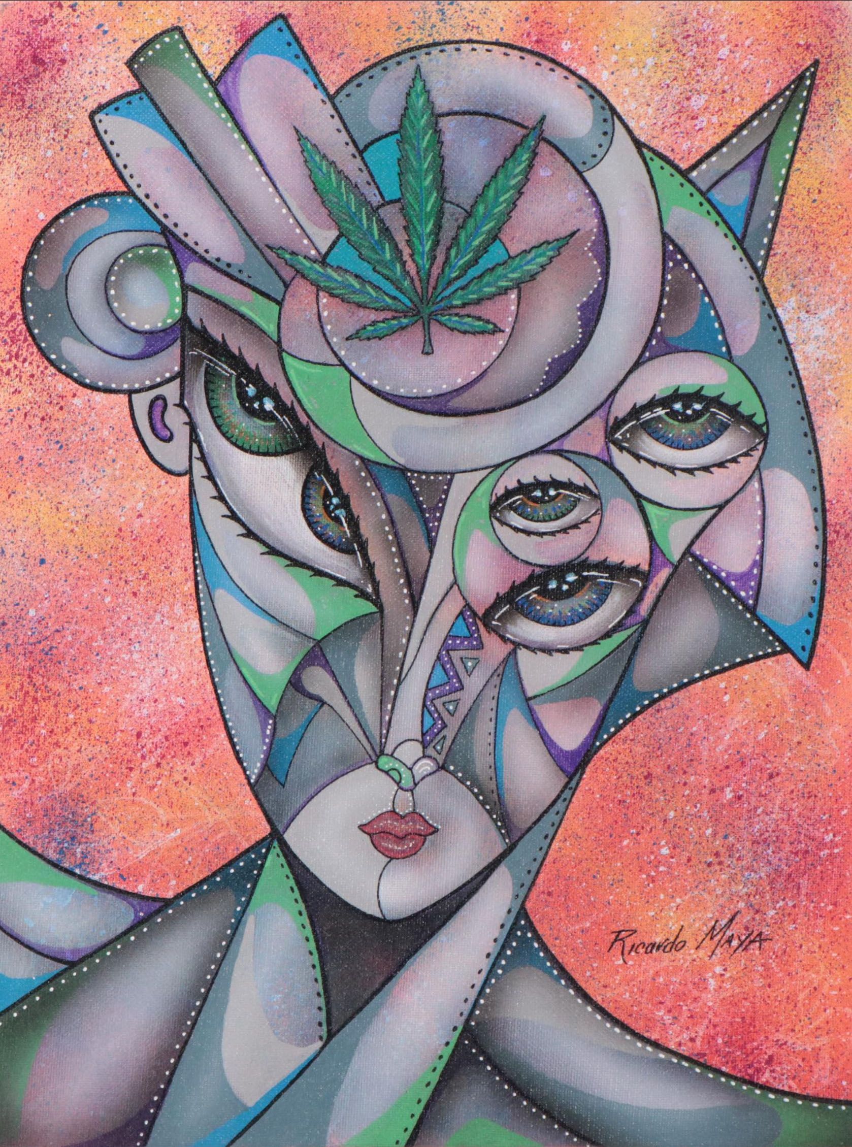 Ricardo Maya Acrylic Portrait, 21st Century