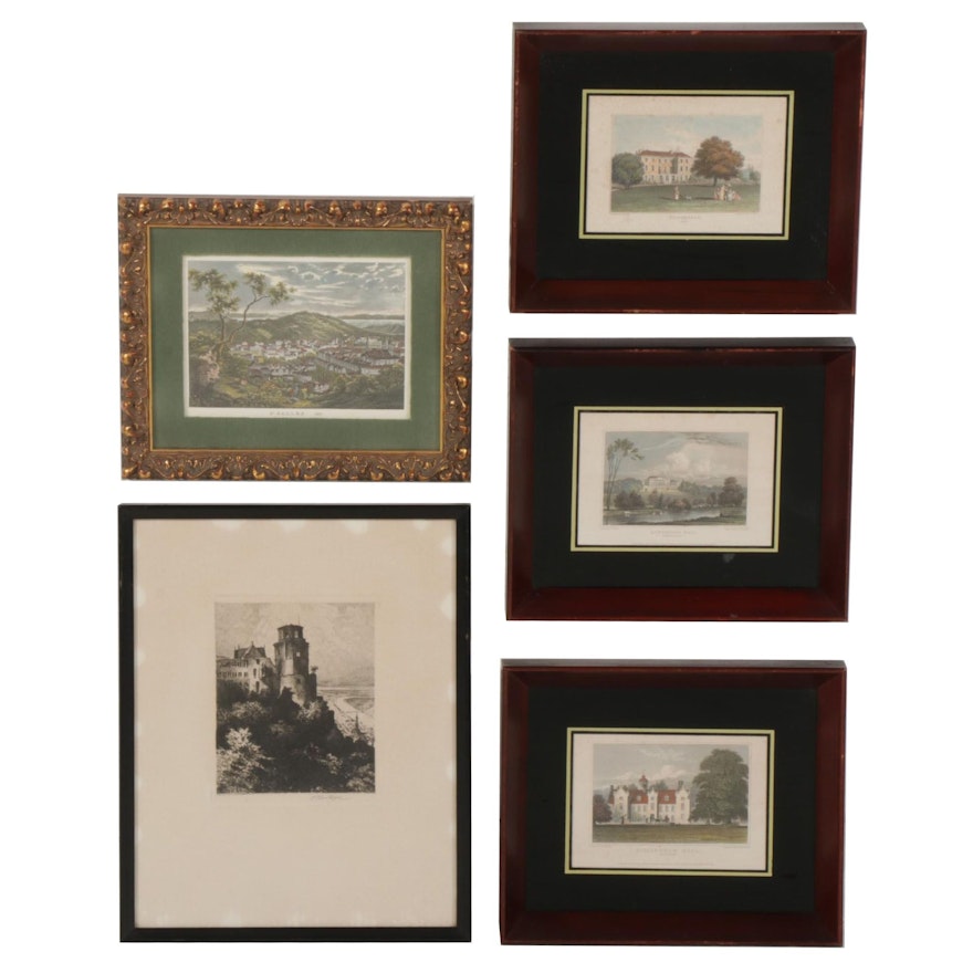 Landscape Engravings Featuring J. P. Neale, 19th Century