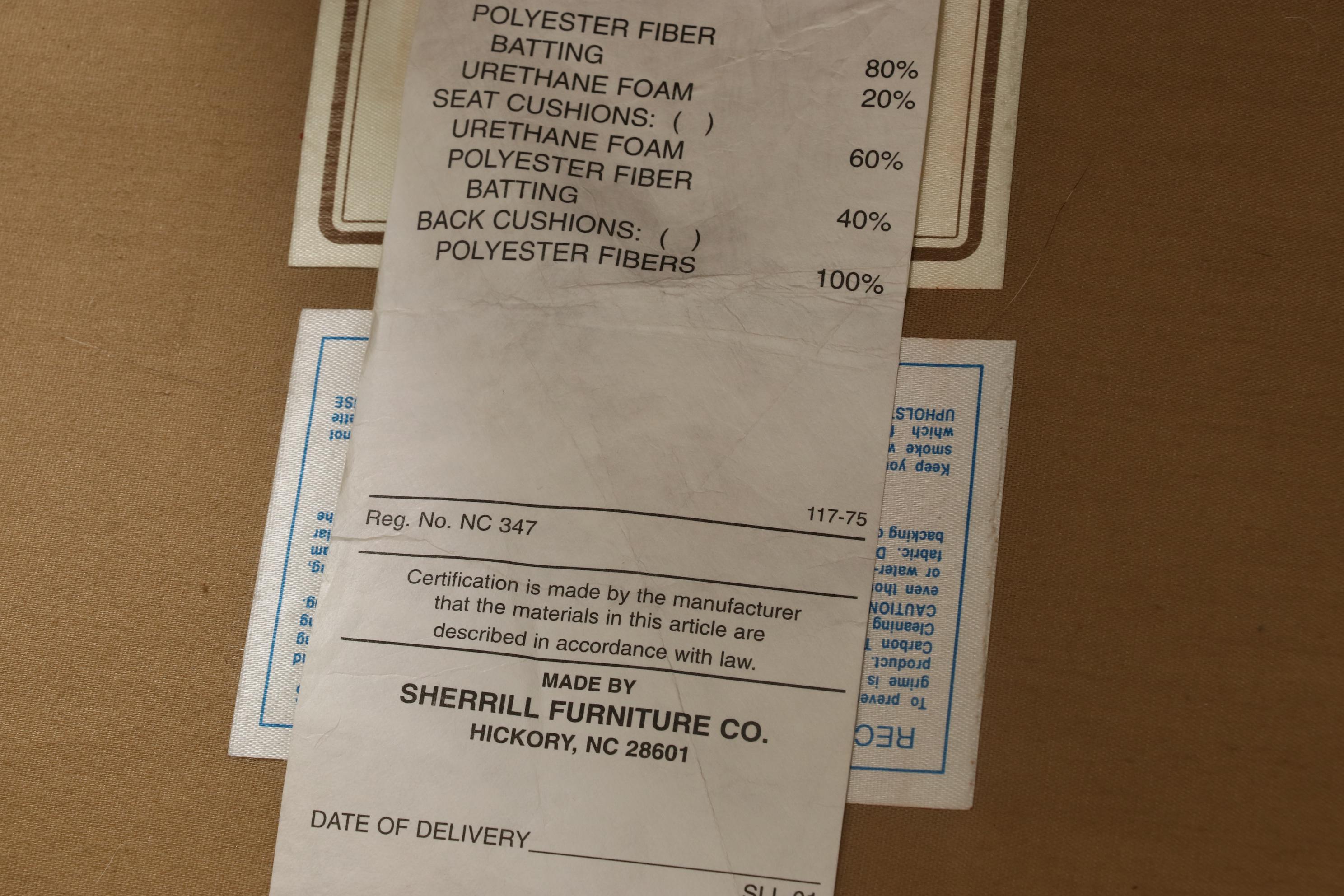 Sherrill Furniture Leather, Upholstered and Brass-Tacked Club Chair