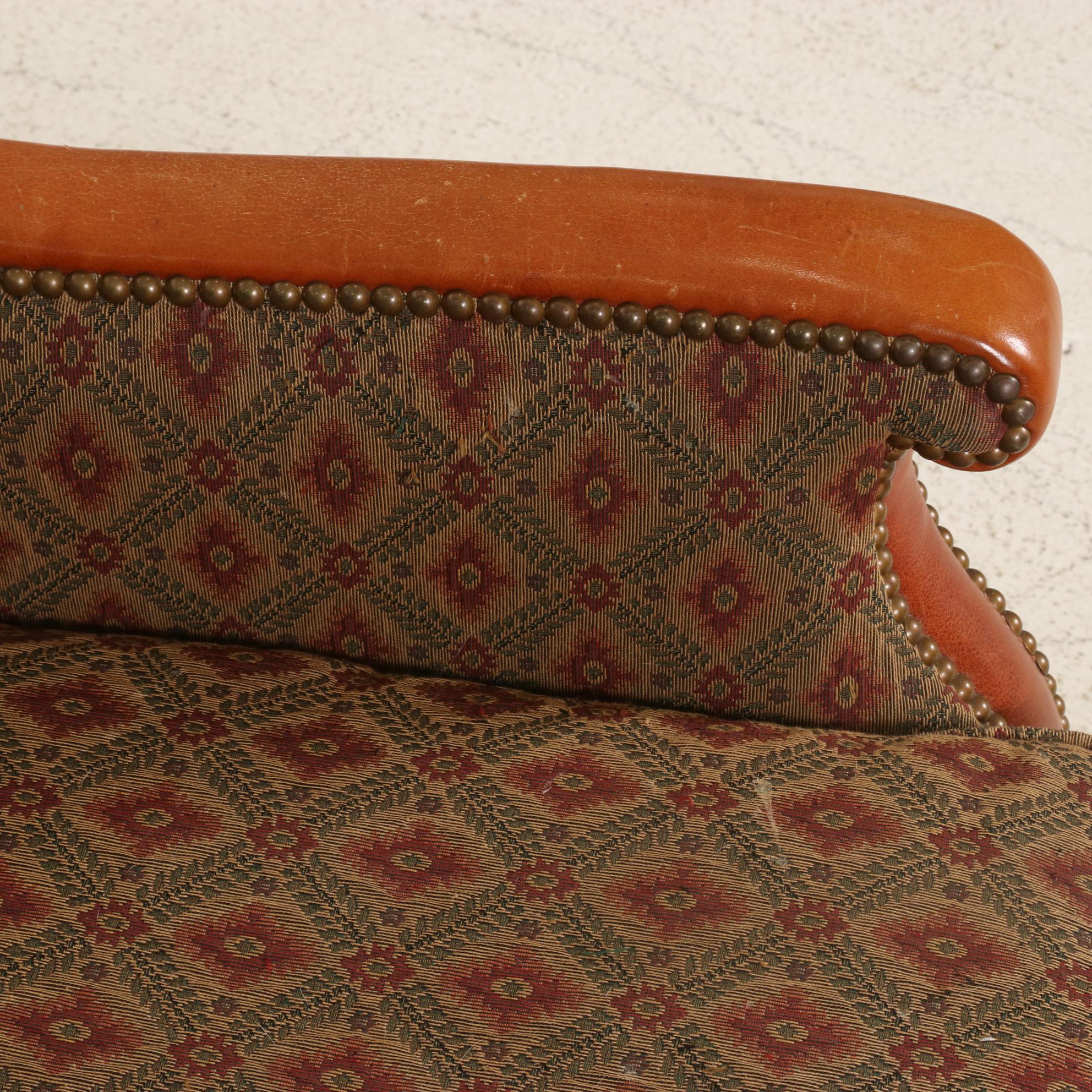 Sherrill Furniture Leather, Upholstered and Brass-Tacked Club Chair