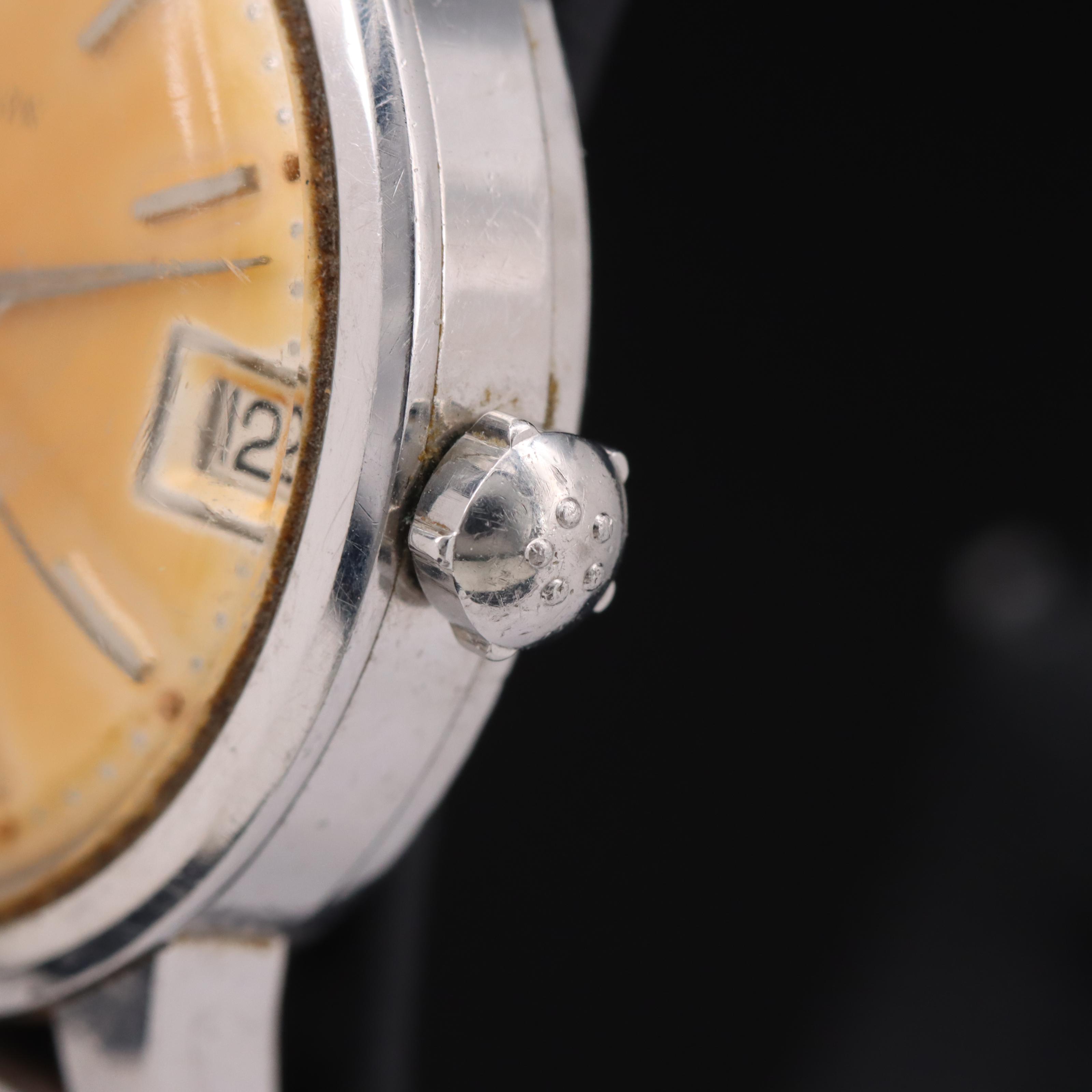 Vintage Gubelin Matic Date Stainless Steel Watch