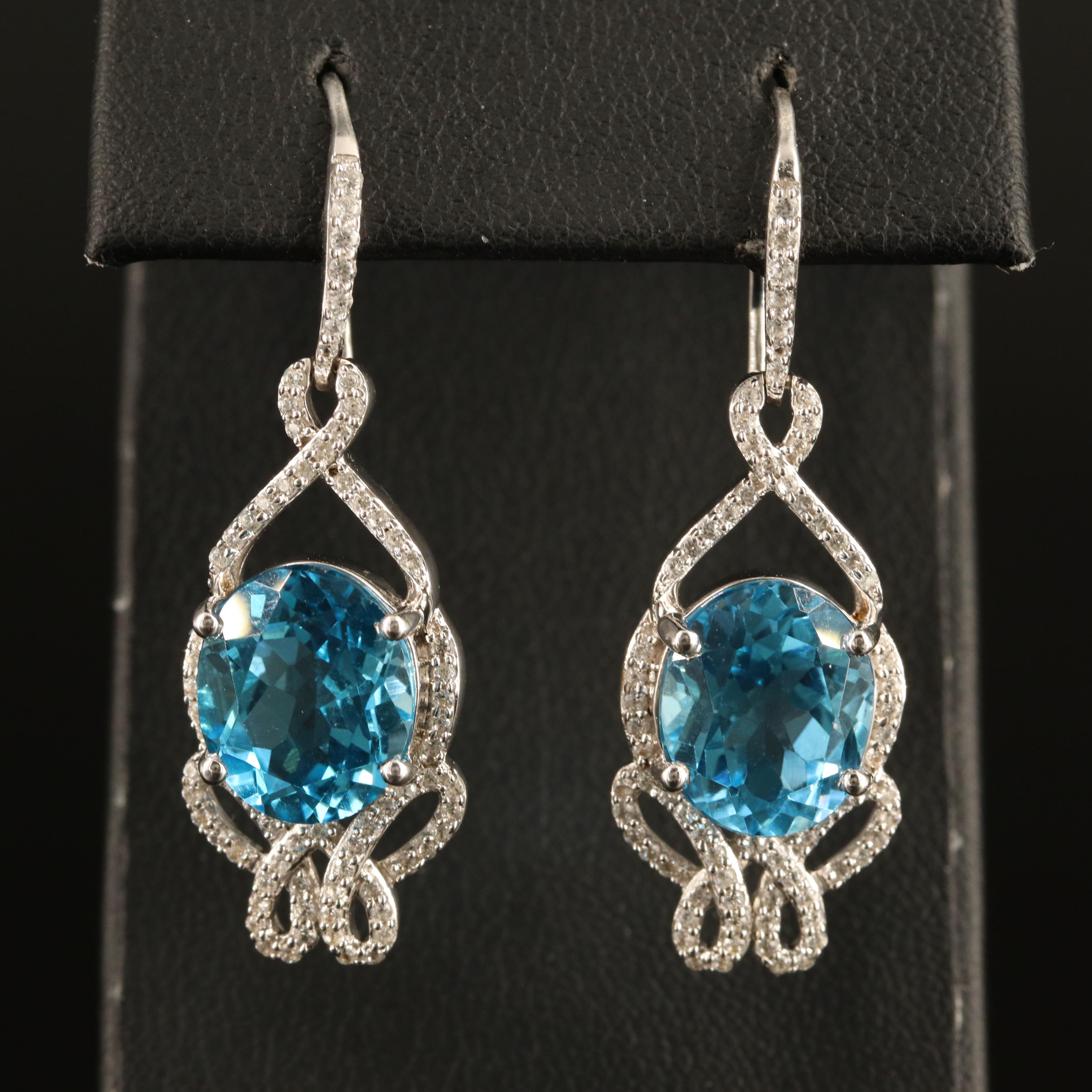 Sterling Topaz and Zircon Butterfly Earrings