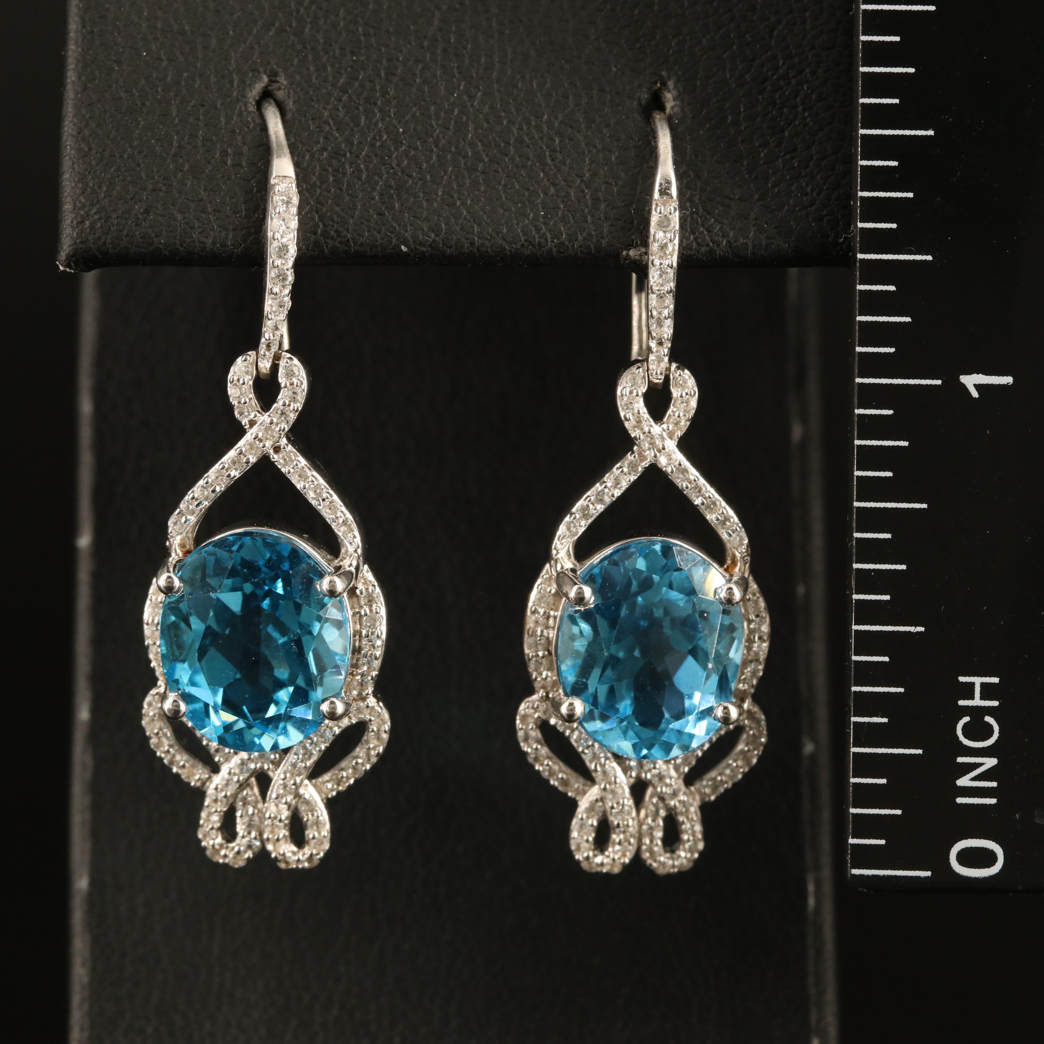 Sterling Topaz and Zircon Butterfly Earrings