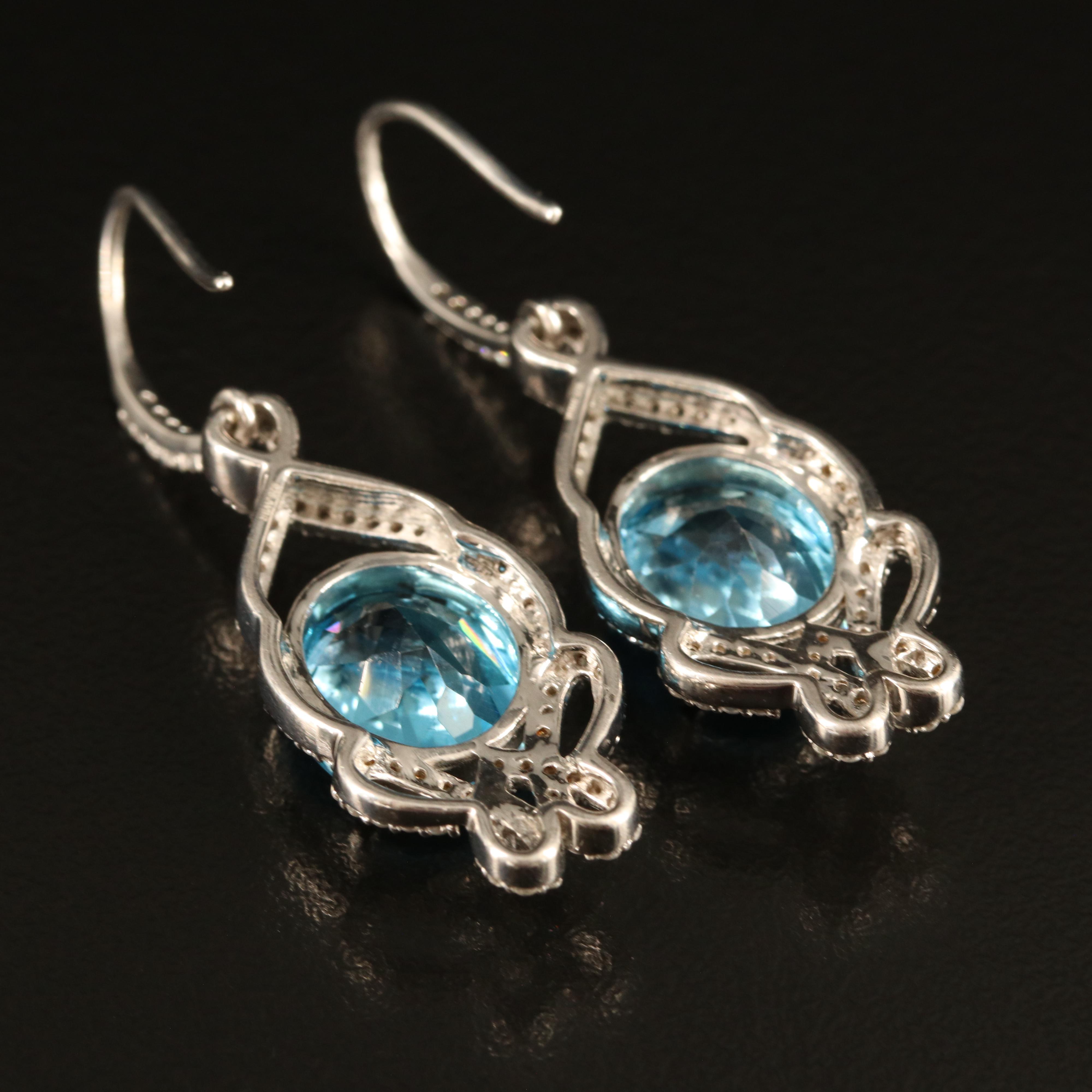 Sterling Topaz and Zircon Butterfly Earrings