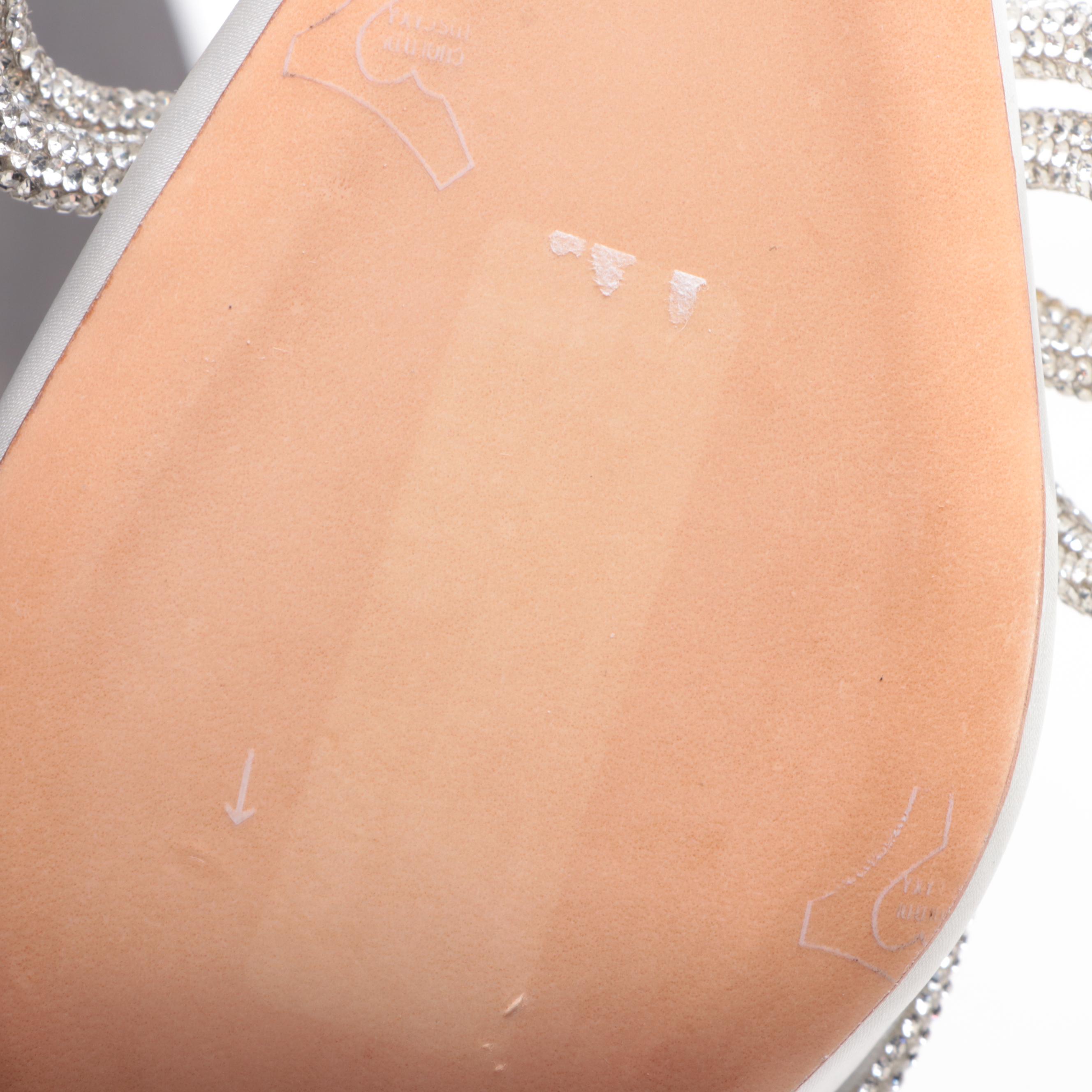 Mach & Mach Double Crystal Bow Pointed Toe Satin Pumps