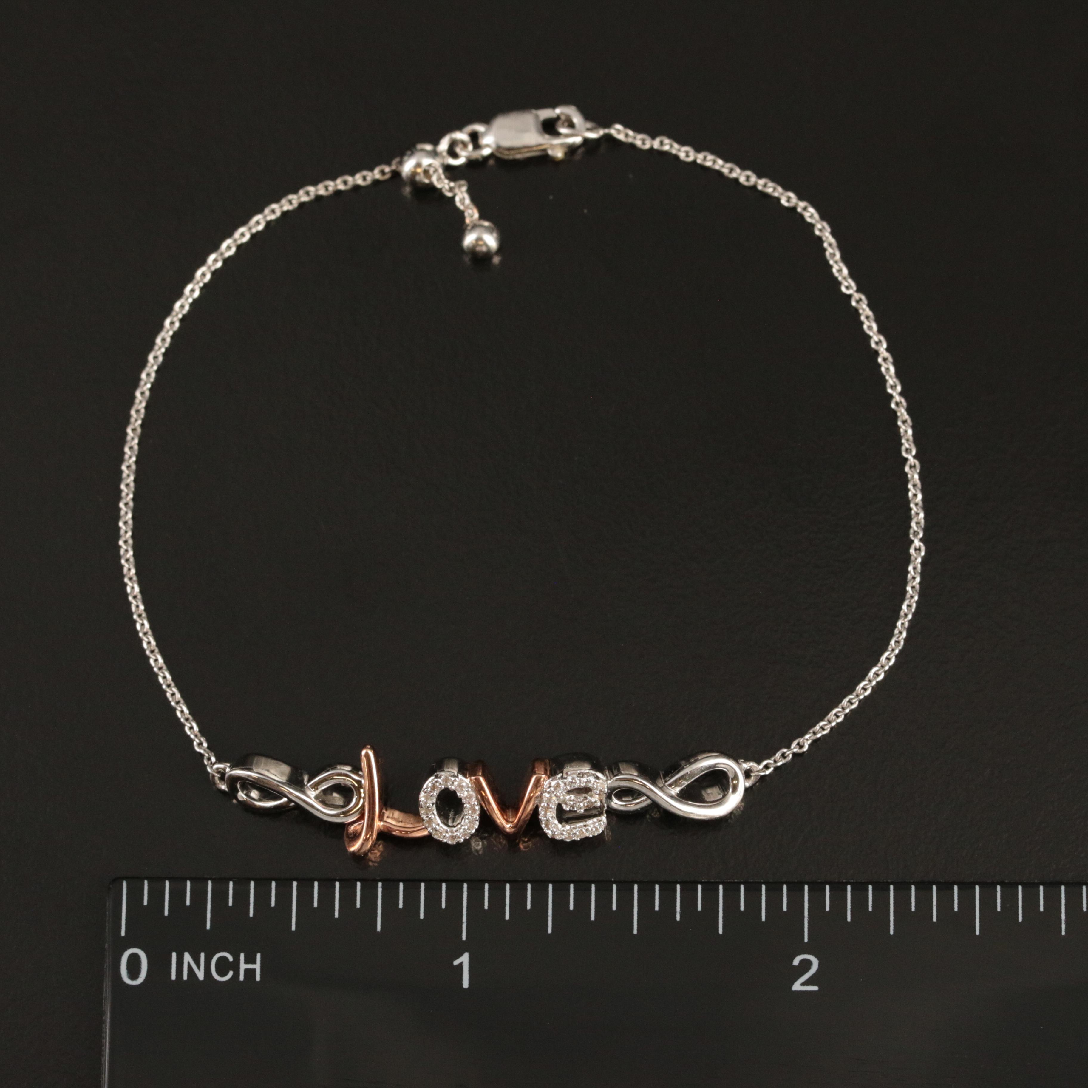 Sterling Cubic Zirconia "Love" Bracelet