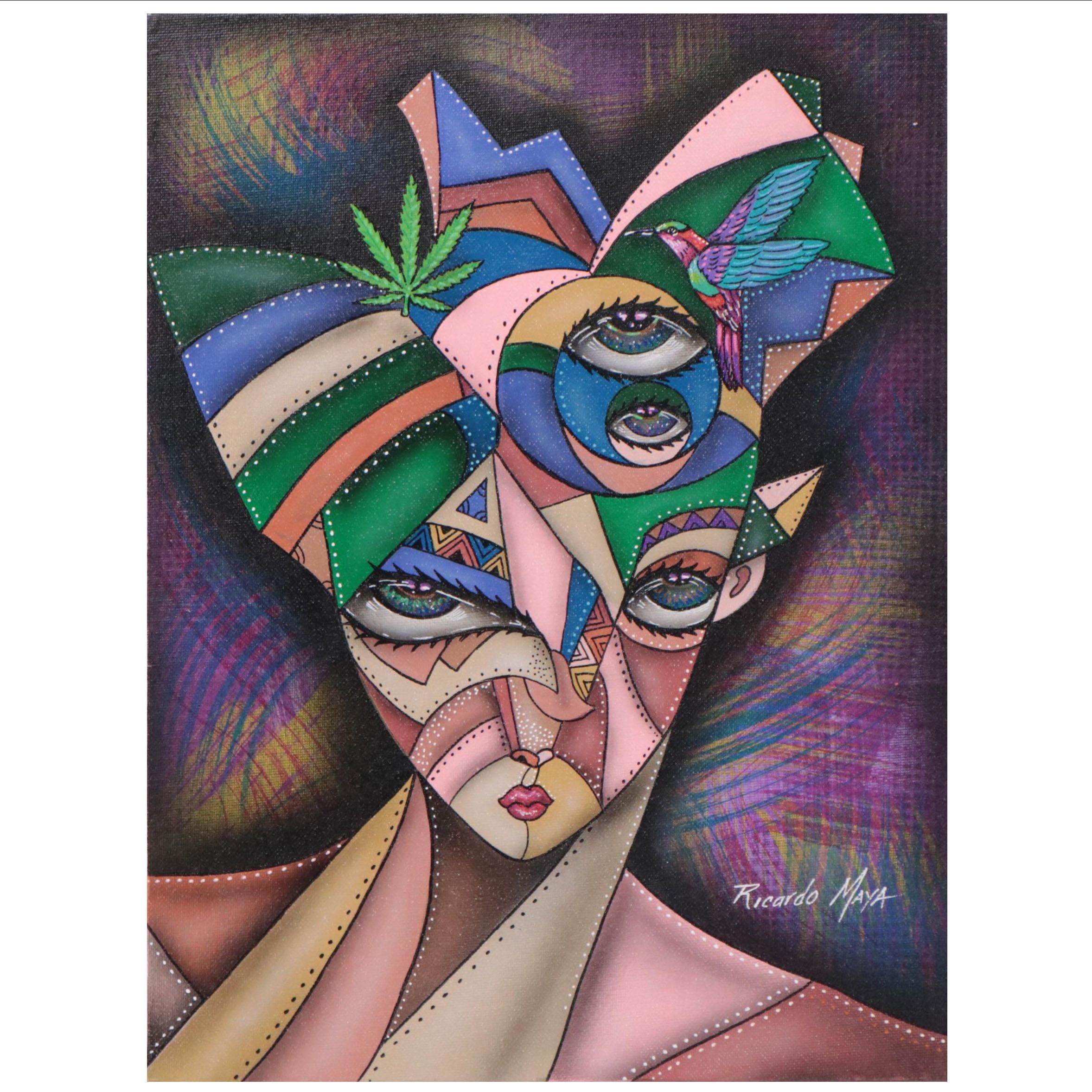 Ricardo Maya Acrylic Portrait, 21st Century