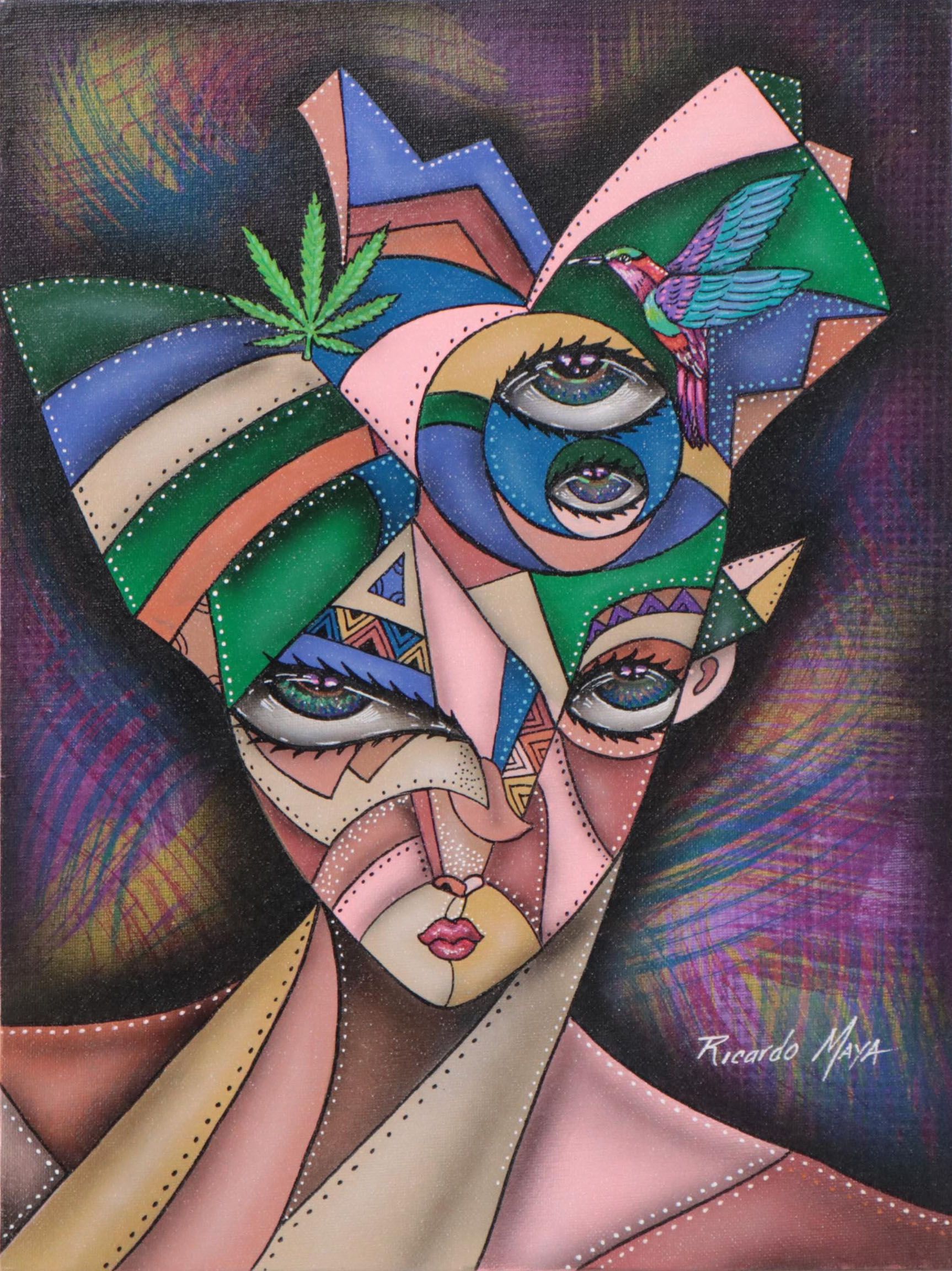 Ricardo Maya Acrylic Portrait, 21st Century