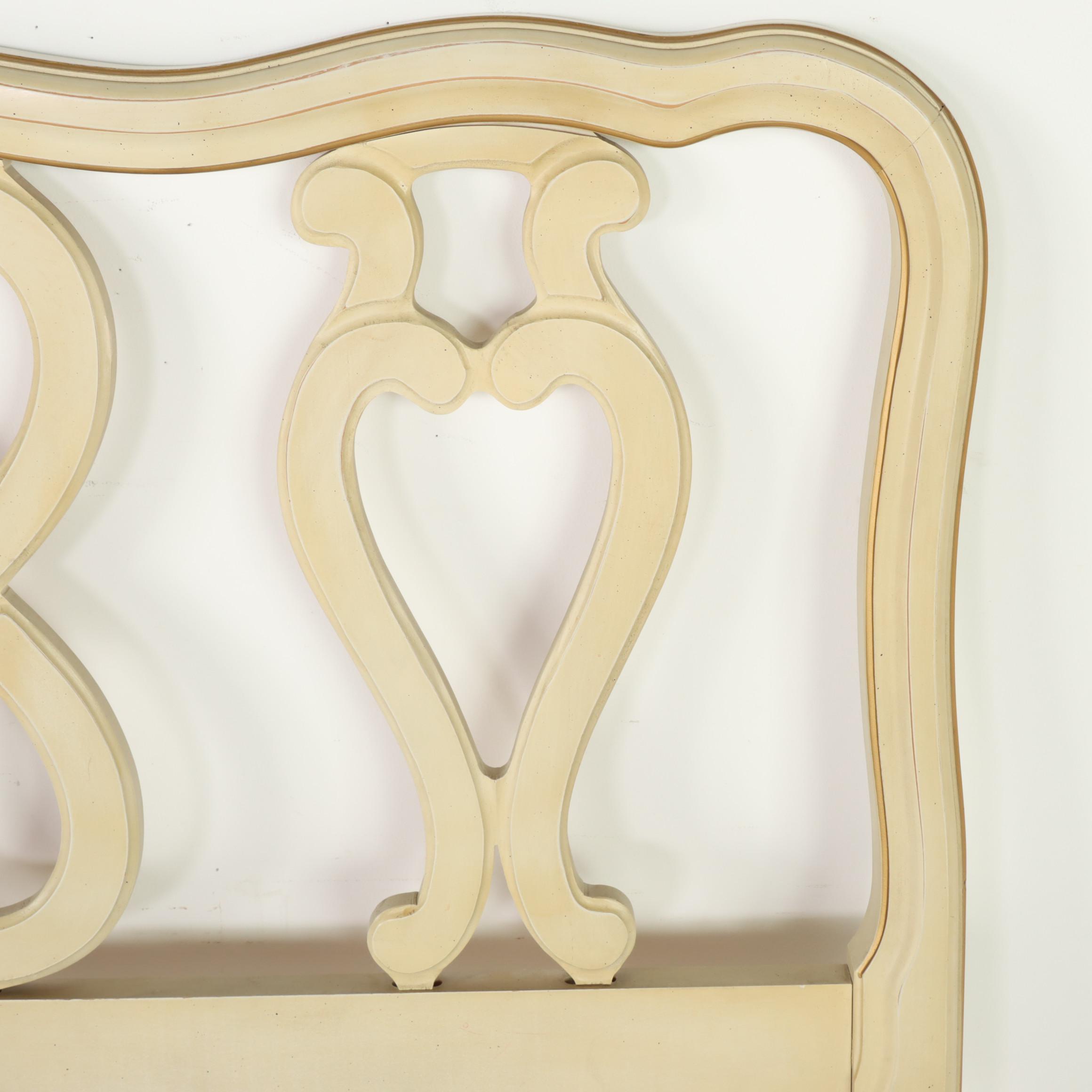 French Provincial Style Painted and Parcel-Gilt Full Size Headboard