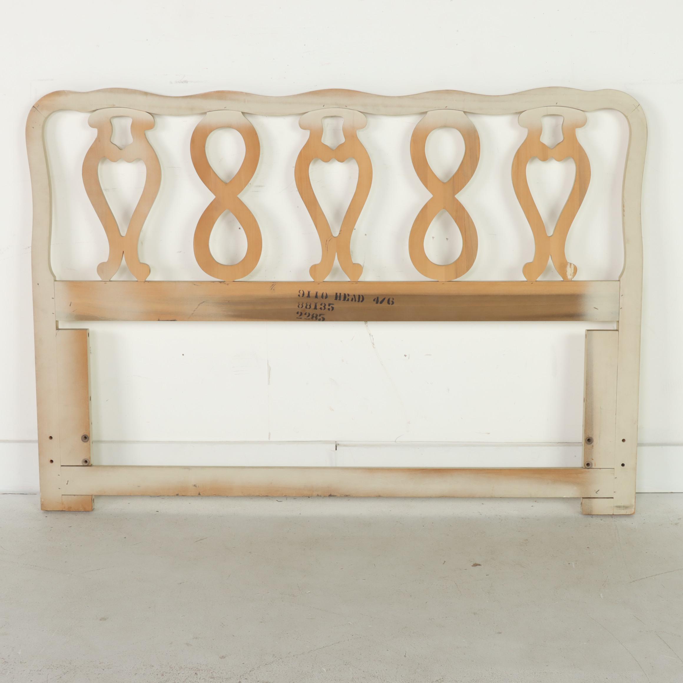 French Provincial Style Painted and Parcel-Gilt Full Size Headboard