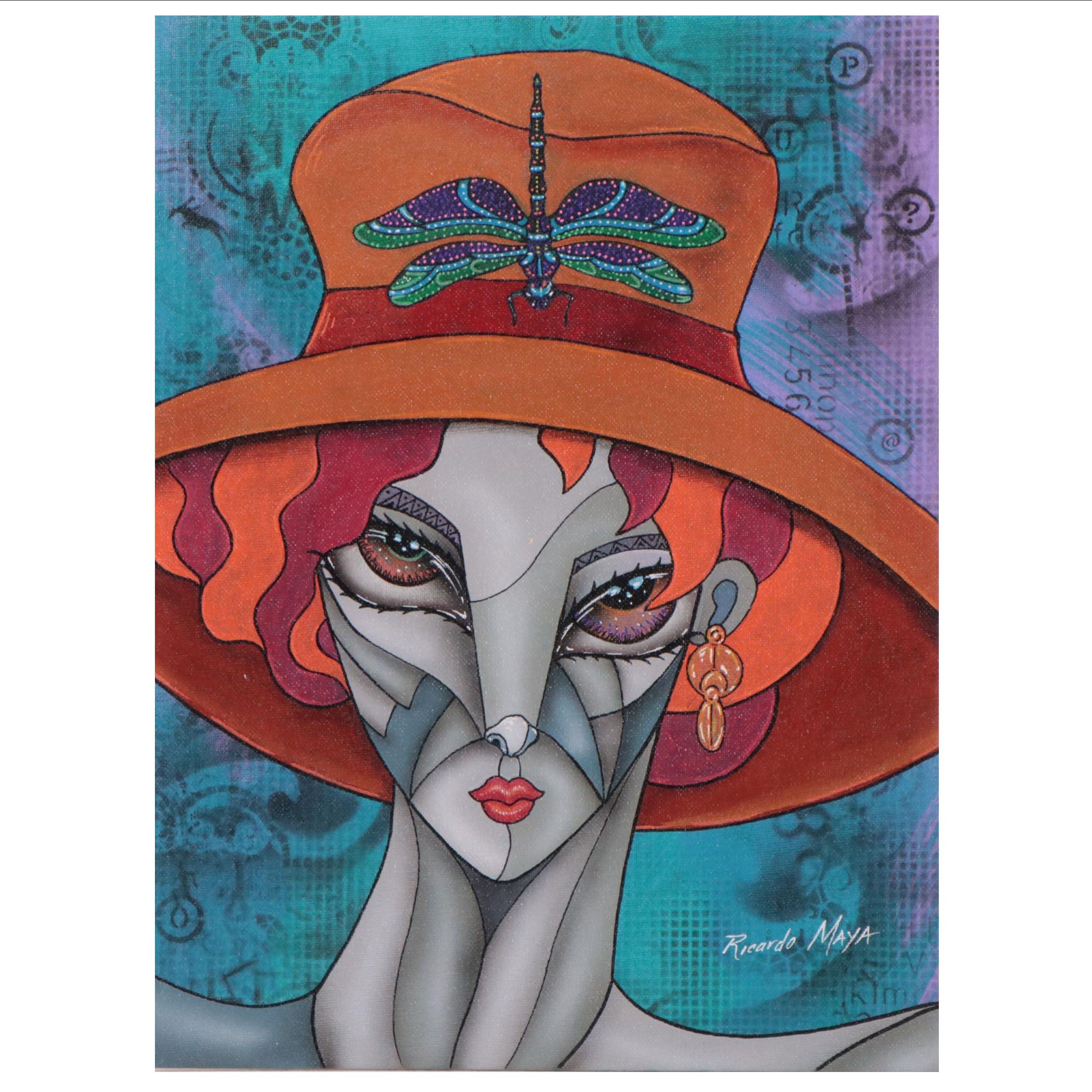 Ricardo Maya Acrylic Portrait, 21st Century